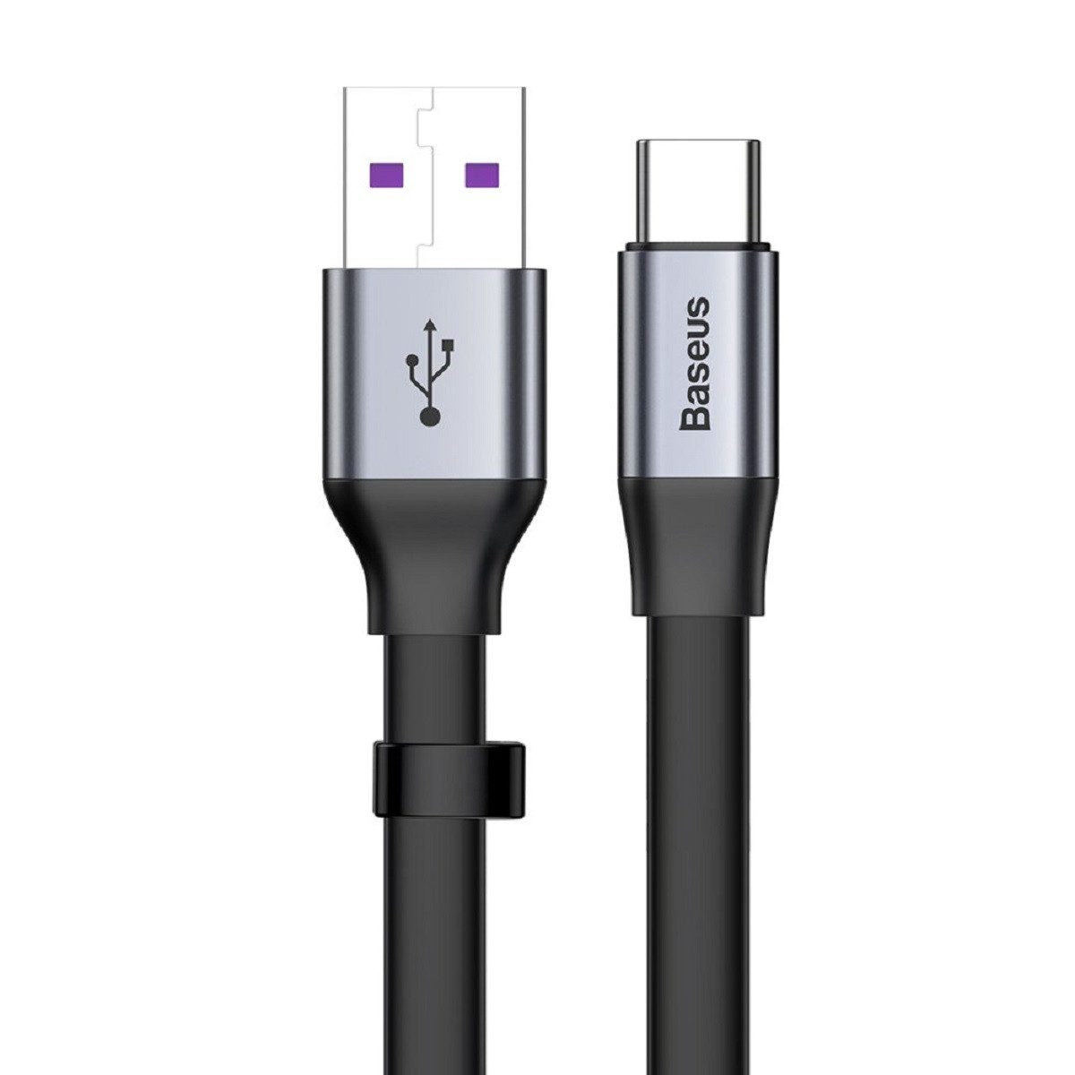Flachkabel USB zu USB Type C SuperCharge 5A 40W Quick Charge 23cm grau USB-Kabel