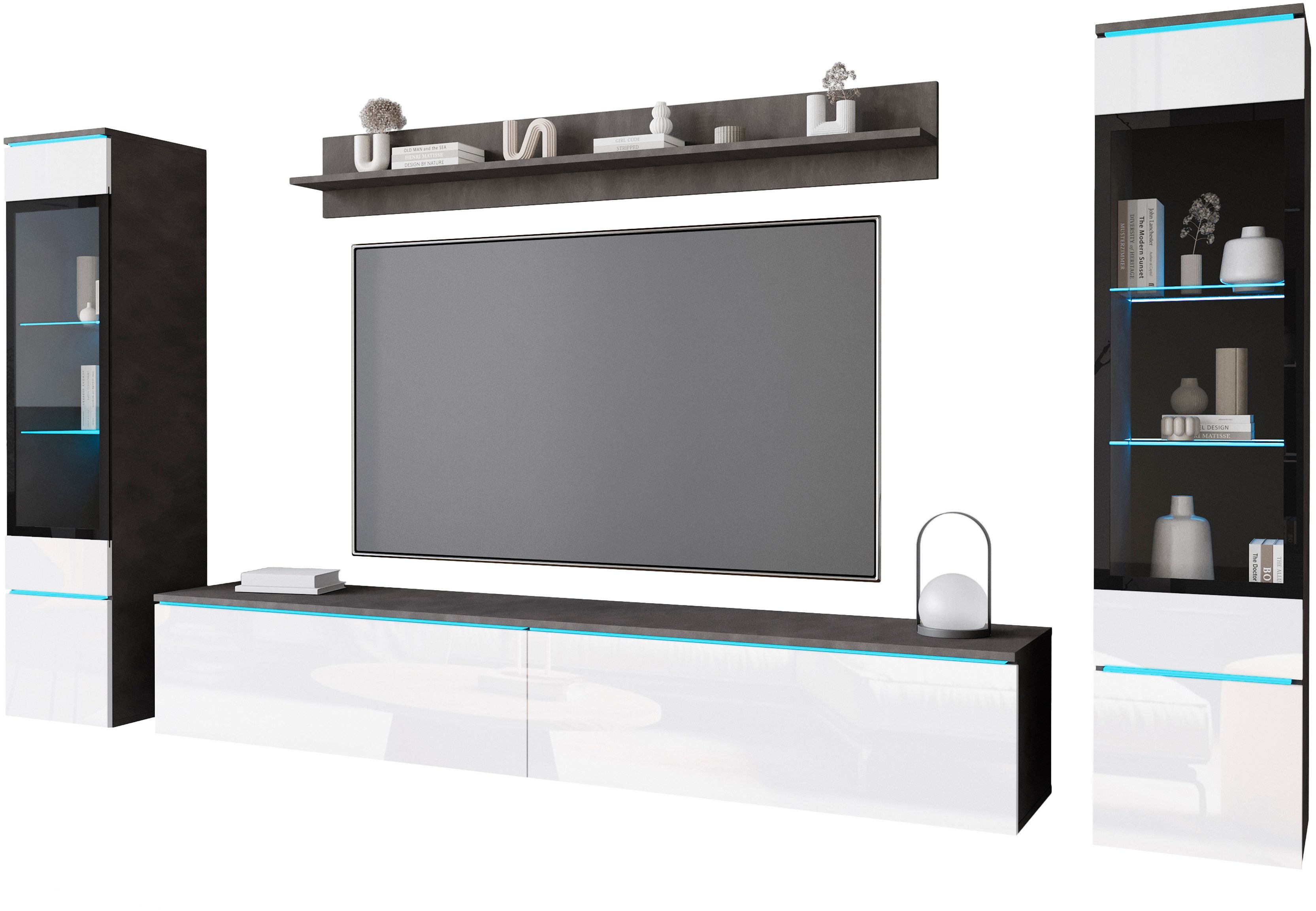 INOSIGN Wohnwand VERA II, Vitrinen Türanschlag wechselbar, (Komplett-Set, 4 günstig online kaufen