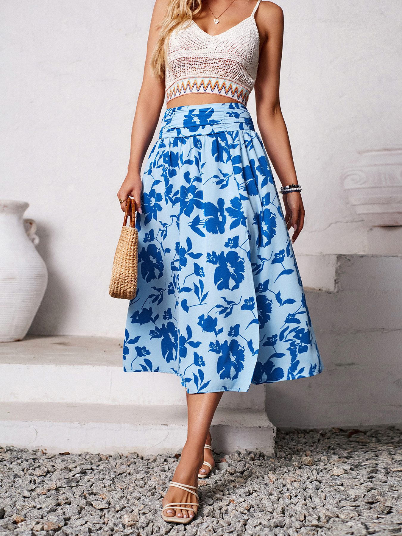DEBAIJIA Midirock Damen Röcke Sommer Floral günstig online kaufen