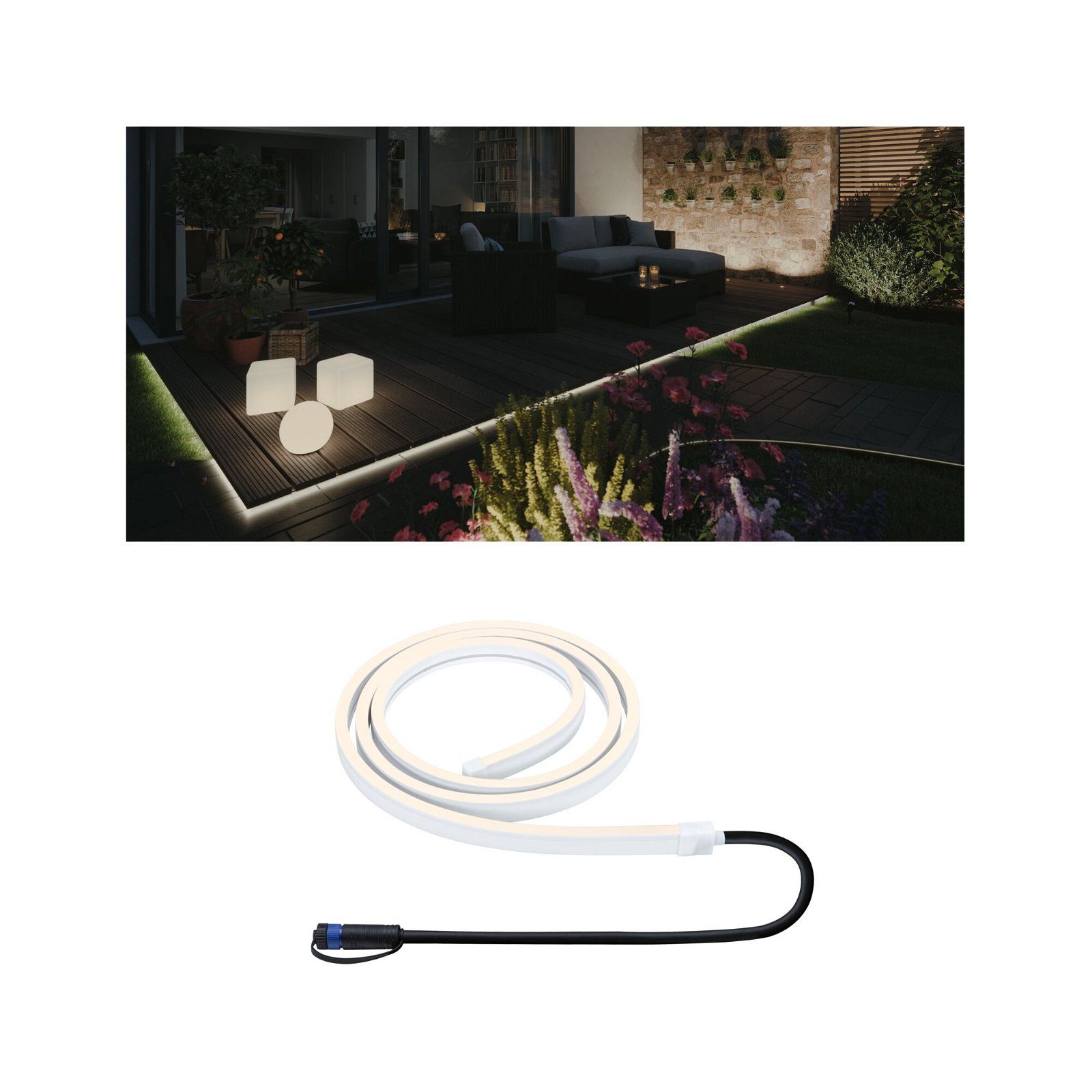 Paulmann LED Gartenstrahler Plug & Shine Stripe Smooth Einzelstripe IP68 3000K 12W Weiß, LED fest integriert, Warmweiß