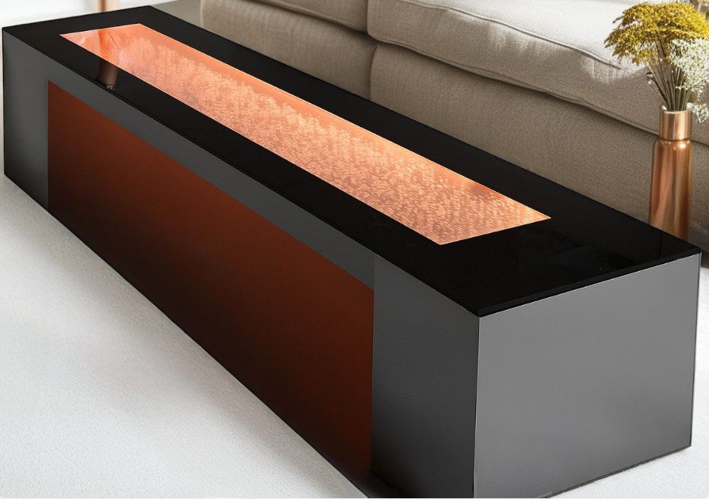 Xlmoebel Couchtisch LED-Kaffeetisch mit Glas- und Metallkonstruktion, blasenbeleuchtet (1-St., Led Tisch), Hergestellt in Europa