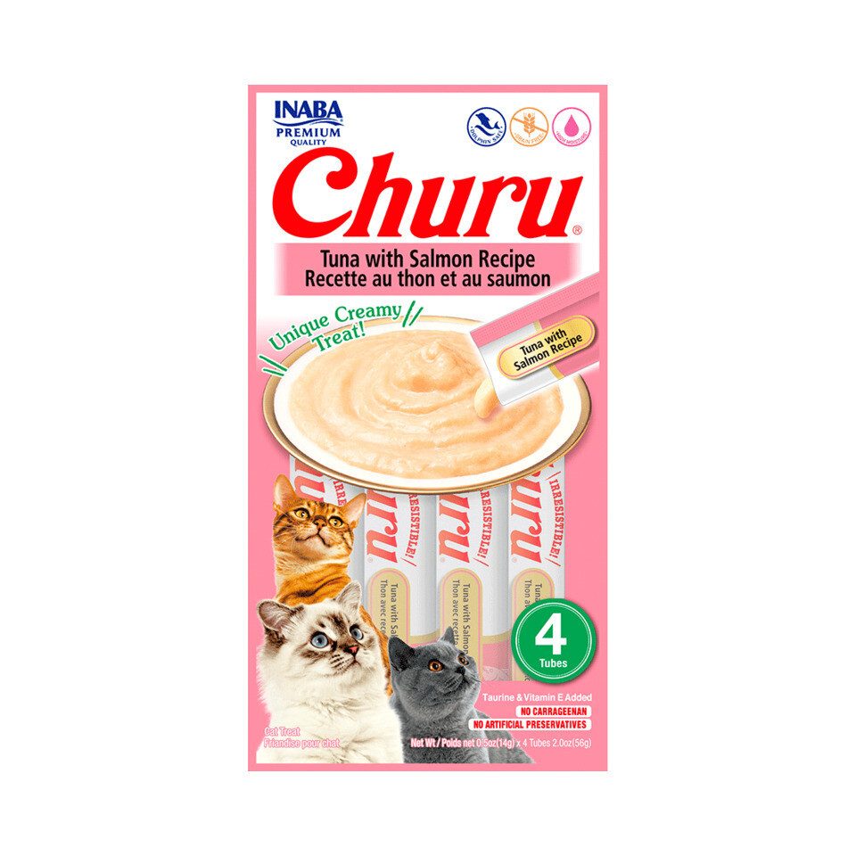 Inaba Cat Churu Püree Thunfisch & Lachs 4 x 14 g, Snack für: Katze