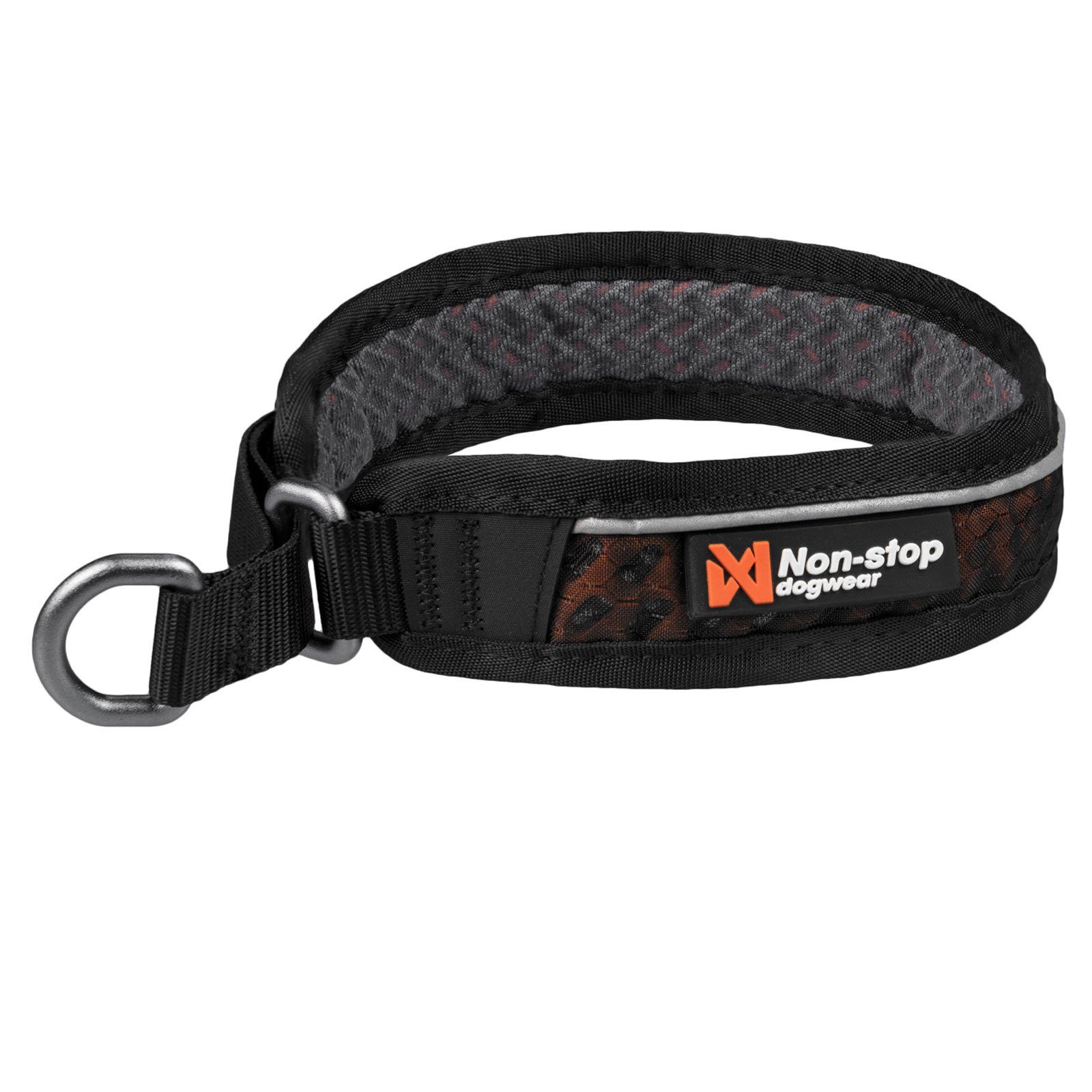 Non-stop dogwear Hunde-Halsband ROCK Collar 3.0. orange, HexiVent, Hypalon-Verstärkung, Aluminum D-Ring, Nylongurtband, Funktionelles Hundehalsband mit Zugstopp-Funktion