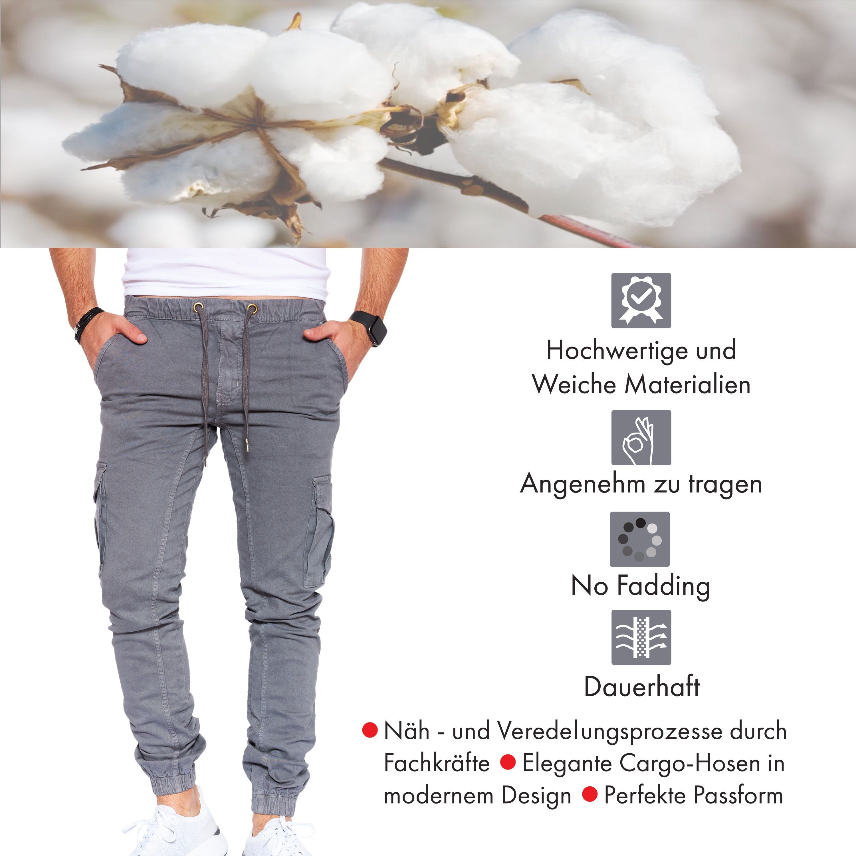 Styleko Chinohose Slim fit Cargohose Herren Cargohose männer Cargohose für Herren Jogger