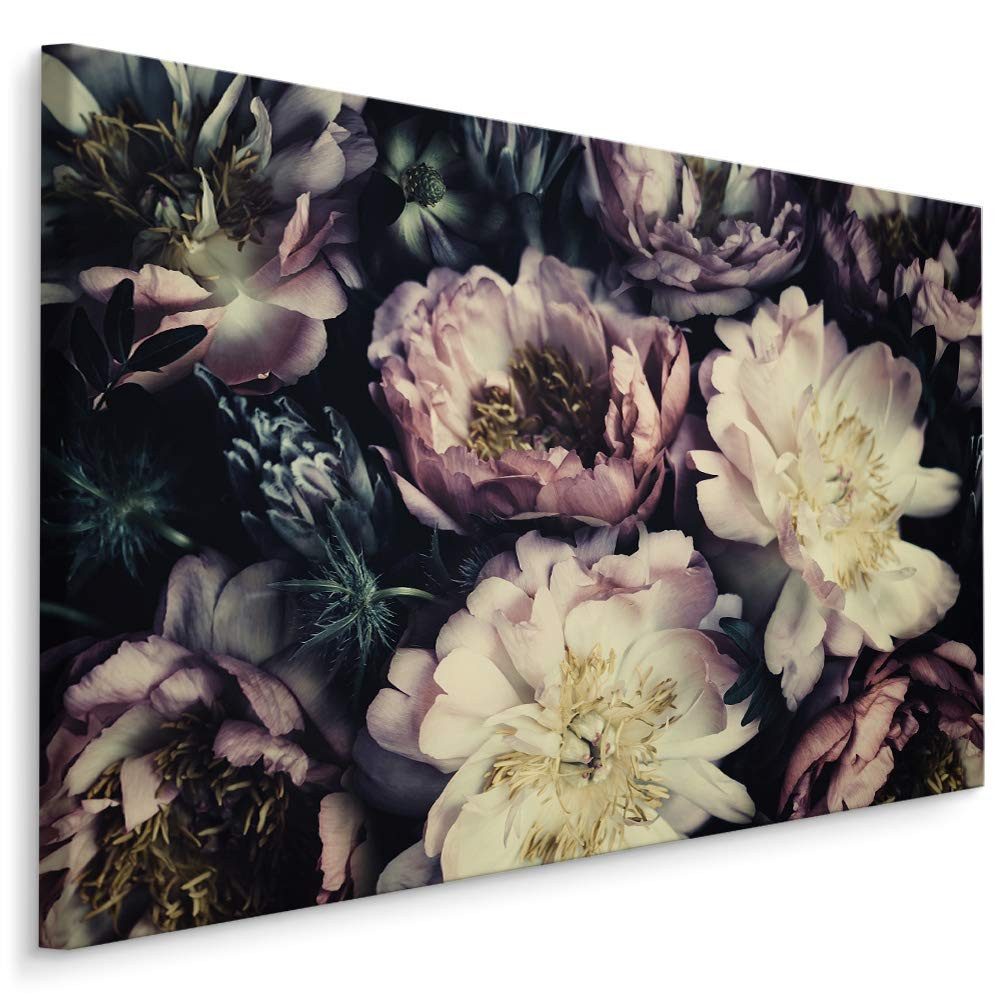 Muralo Leinwandbild Landschaft – Leinwandbild Wandbild Kunstdruck Wohnzimmer, Gewässer (1 St), Pfingstrosen – Blumen – Natur, 30 x 20 cm, aufhängefertig
