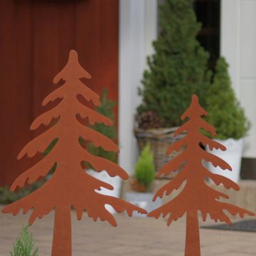 UNUS GARDEN Gartenstecker Tannenbaum in Rostoptik 2er Set (92x71cm und 31x23cm (HxB)