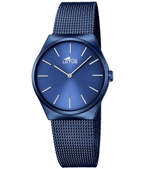 Lotus Quarzuhr Lotus Damen Uhr Elegant L18290/2 (Armbanduhr) Damen Armbanduhr tonneau rund Edelstahlarmband blau