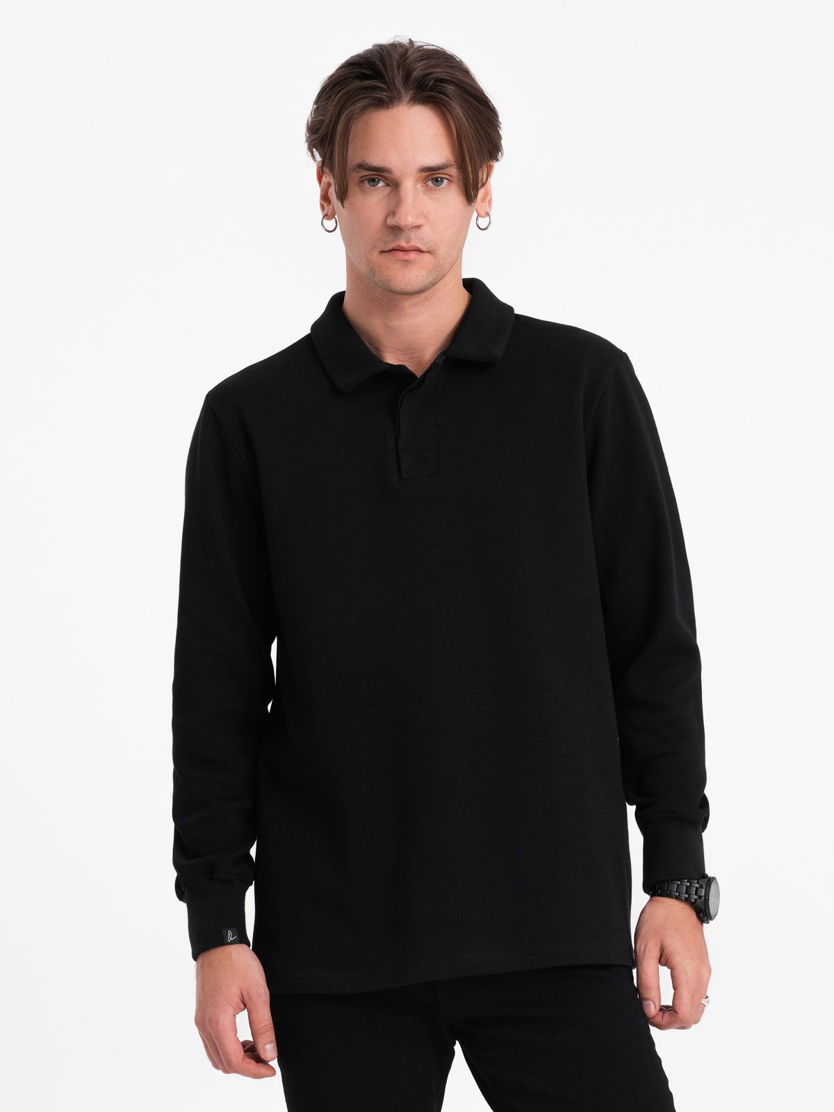 OMBRE Langarm-Poloshirt Herren-Sweatshirt mit Polokragen aus günstig online kaufen