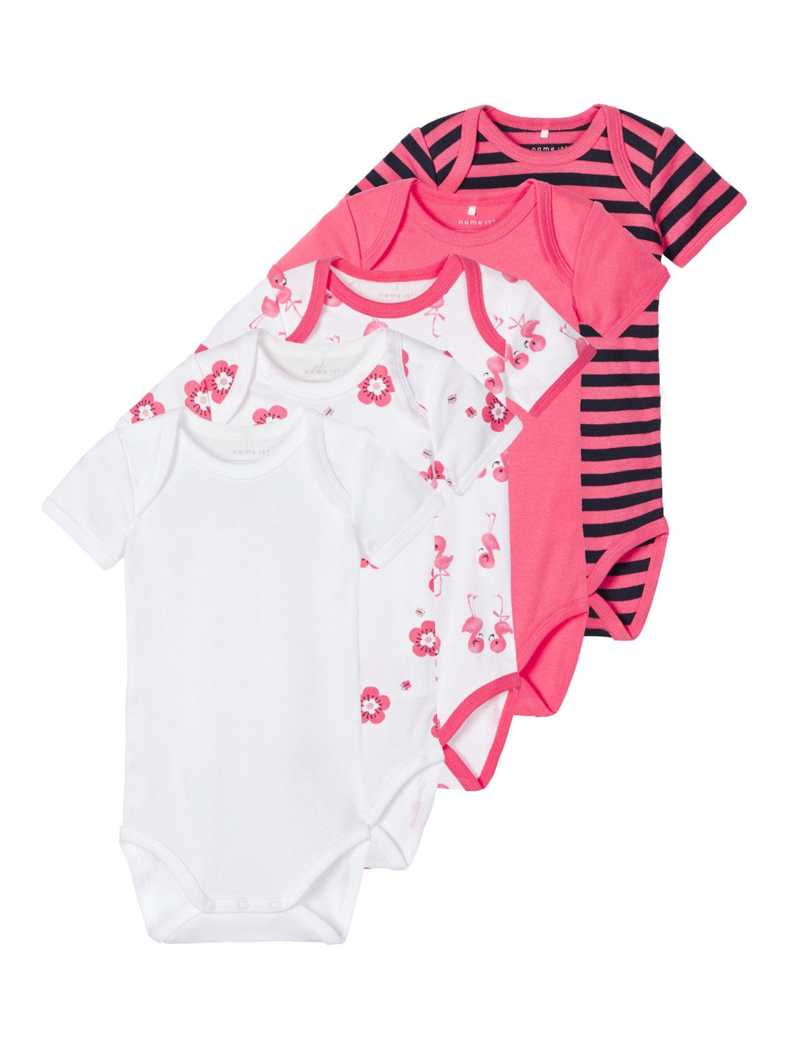 Name It Kurzarmbody Name It Mädchen Babybodys im 5er-Pack kurzärmelig (1-tlg) mit Druckknöpfen im Schritt