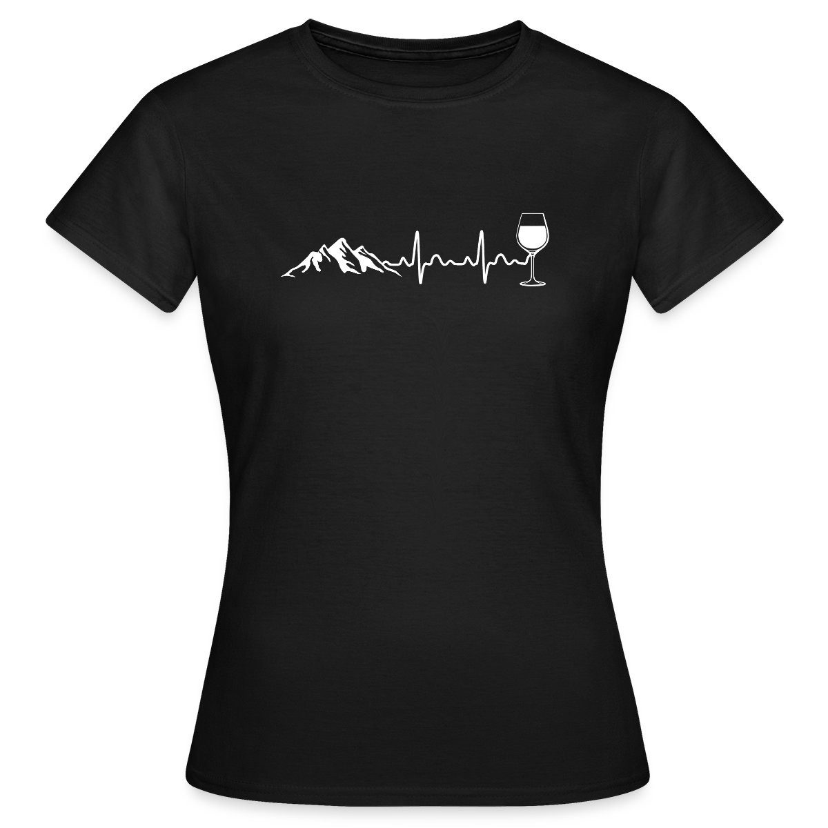 Spreadshirt T-Shirt Herzschlag Puls Frequenz Berge EKG Wein Weinkenner Frauen T-Shirt (1-tlg)