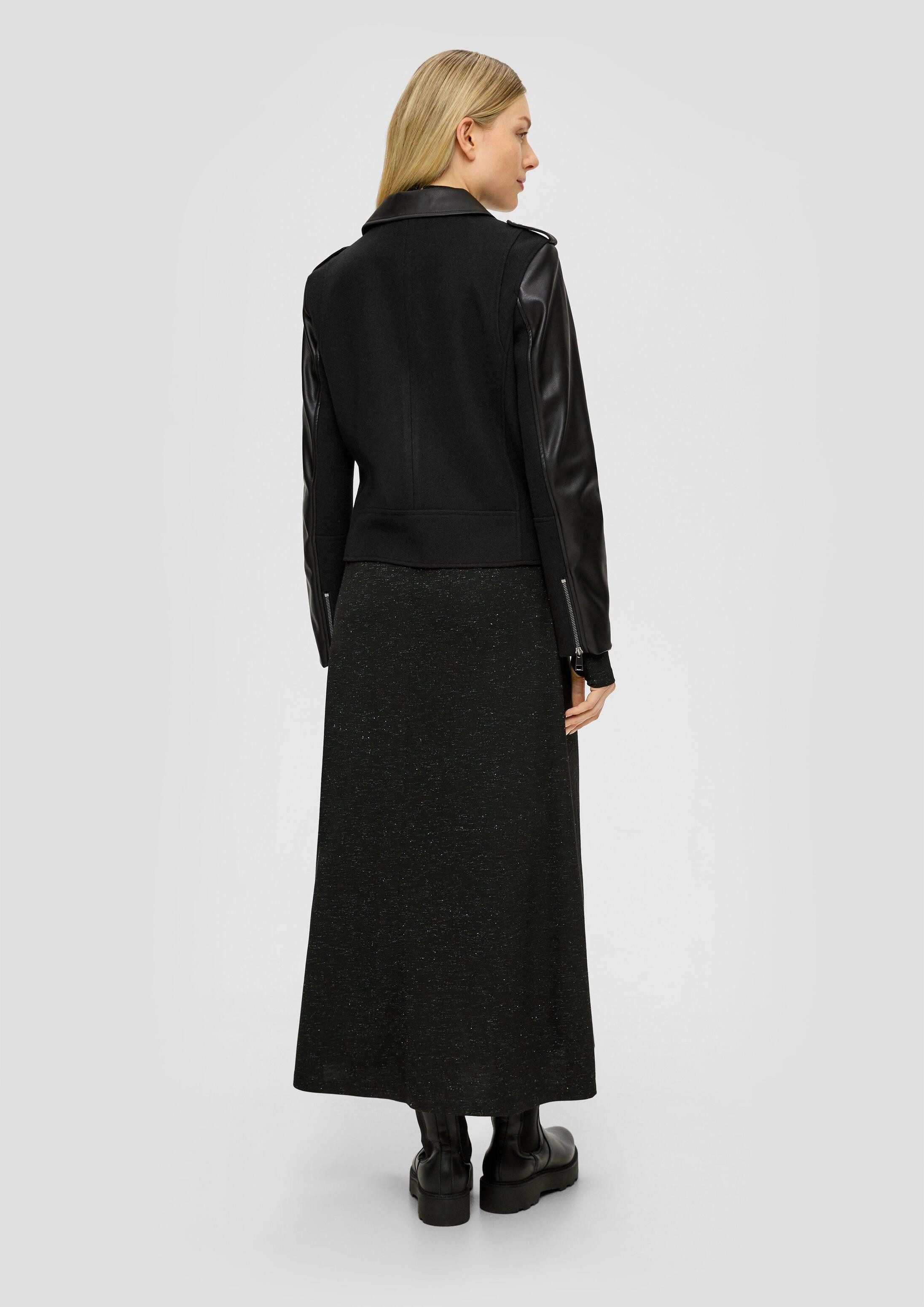 s.Oliver Funktionsjacke Indoor-Jacke Jacke aus Materialmix in Leder-Optik