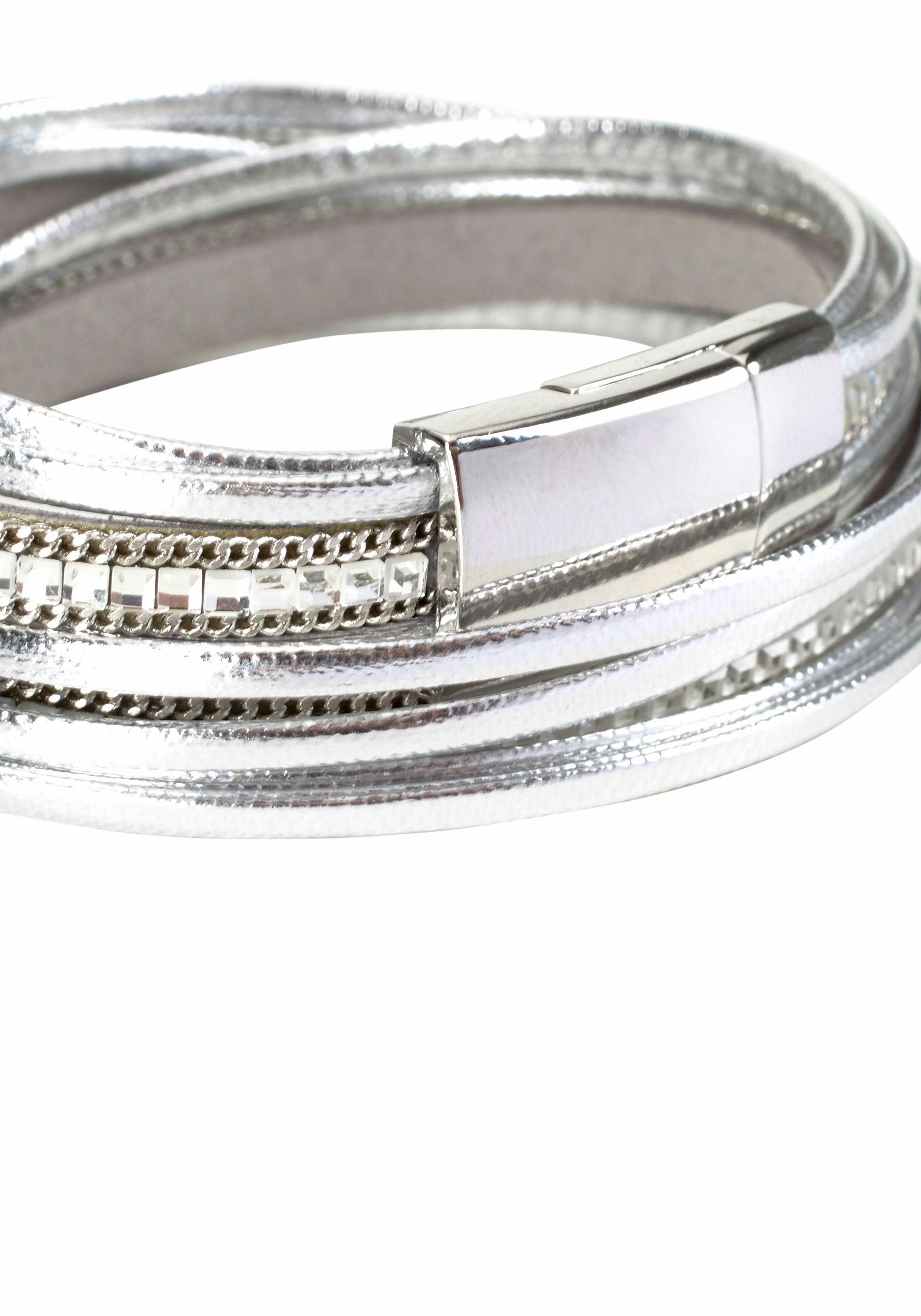 Firetti Wickelarmband im Metallic Look, mit Glasstein