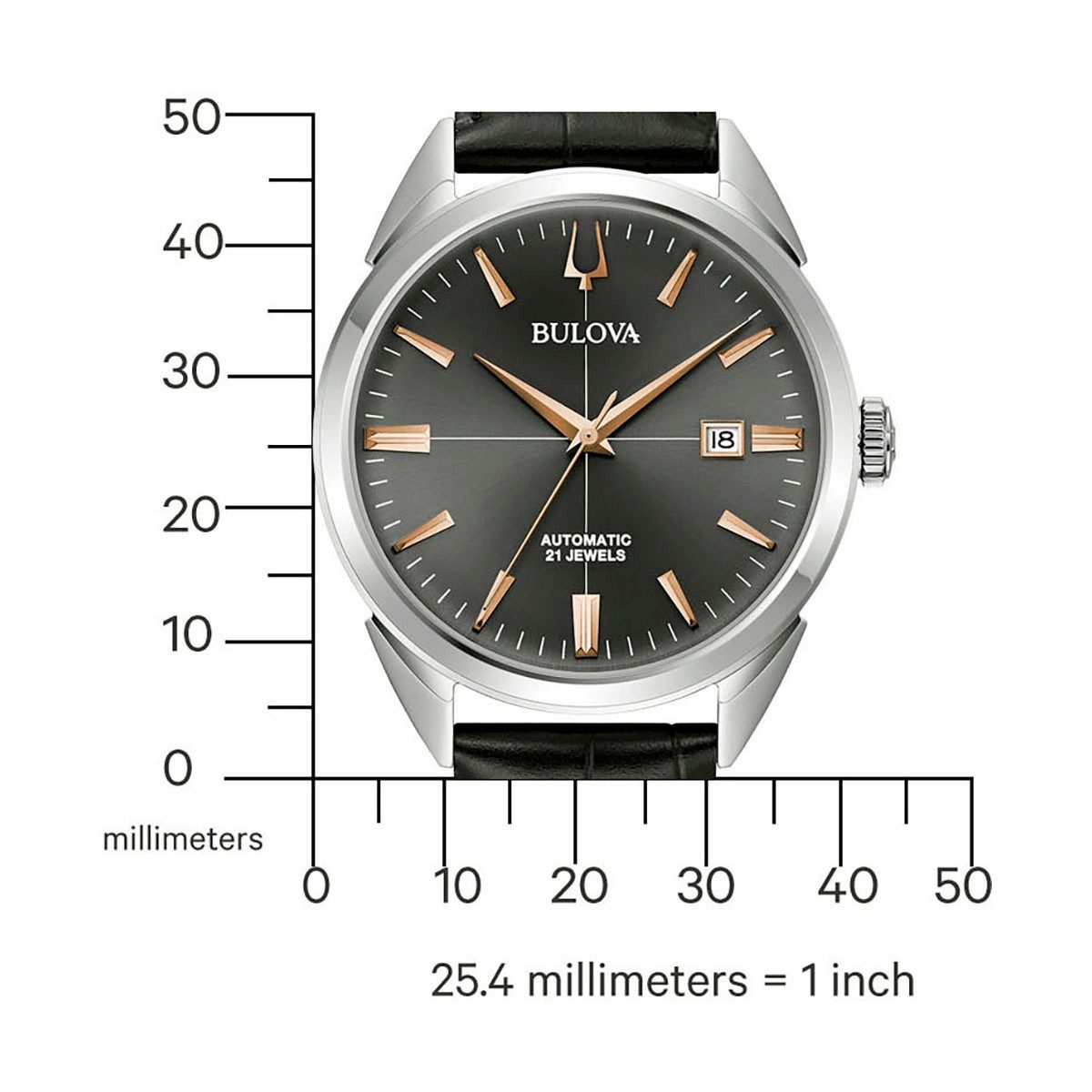 Bulova Automatikuhr 96B422, Armbanduhr, Herrenuhr, Damenuhr, Lederarmband, Saphirglas