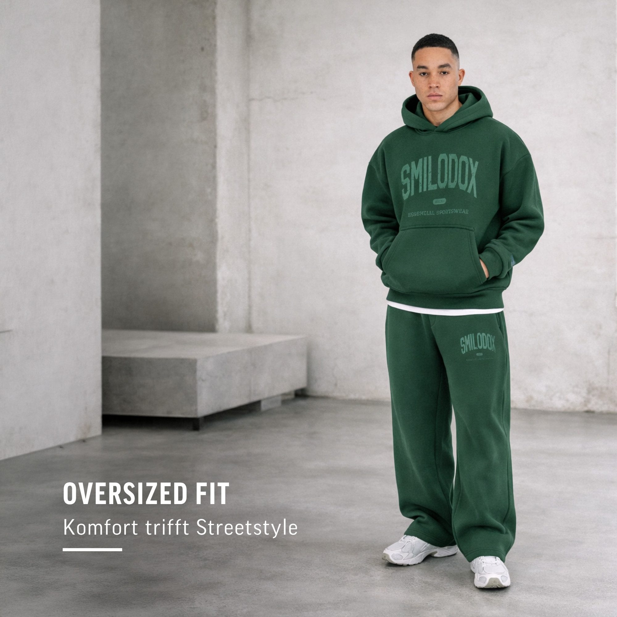 Smilodox Jogginghose Oswin, Trainingshose Herren, Baggy Fit mit elastischem Bund, Gym weites Bein, weiches Sweat, sportlicher Look, Logo-Detail
