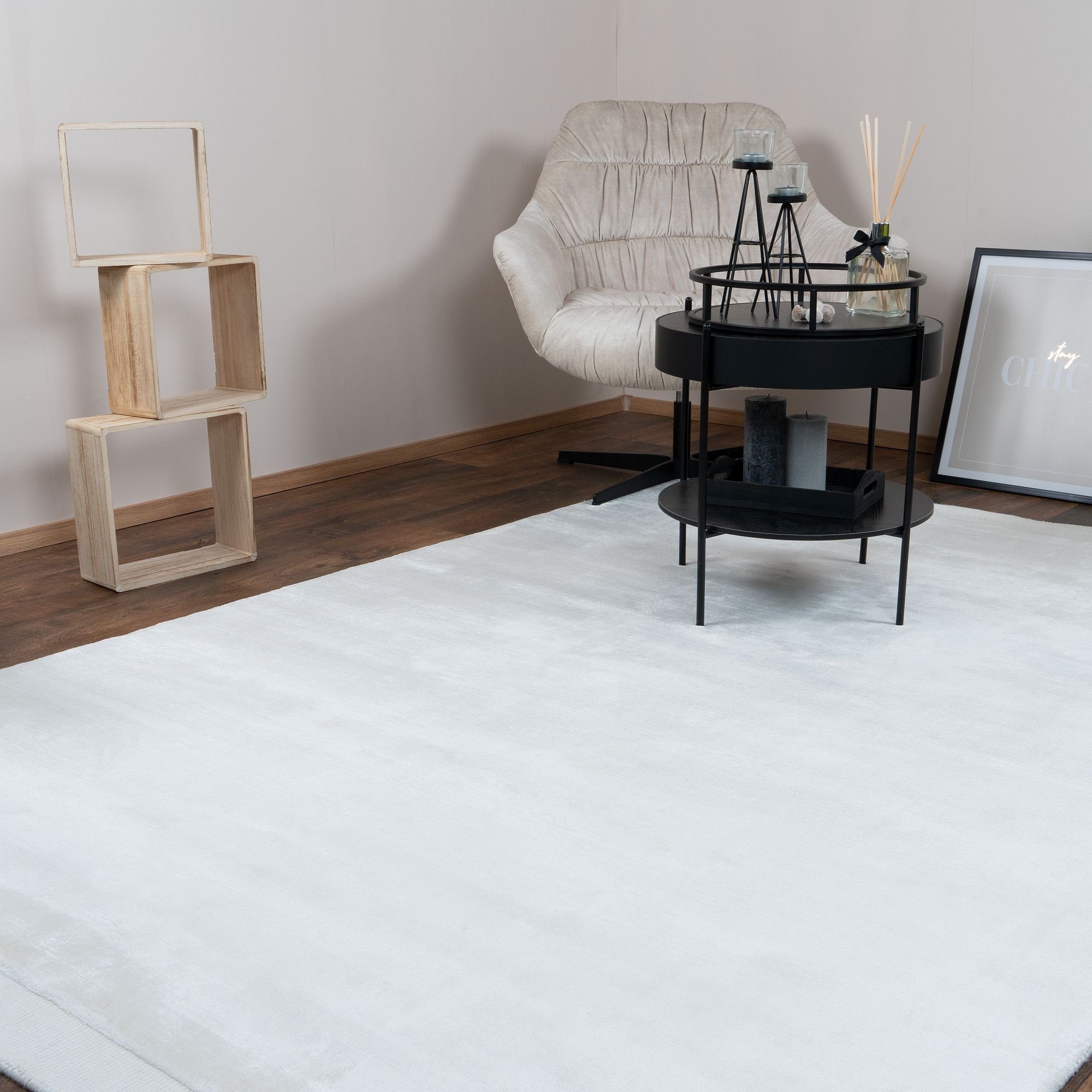 Designteppich BAMBOO Teppich Wohnzimmer luxuriös Viskose Seidenglanz Soft, Consilio Concept Ivory