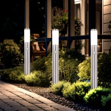 Globo Sockelleuchten, Leuchtmittel nicht inklusive, 3x Außen Steh Lampe Stand Garten Edelstahl Strahler Beleuchtung
