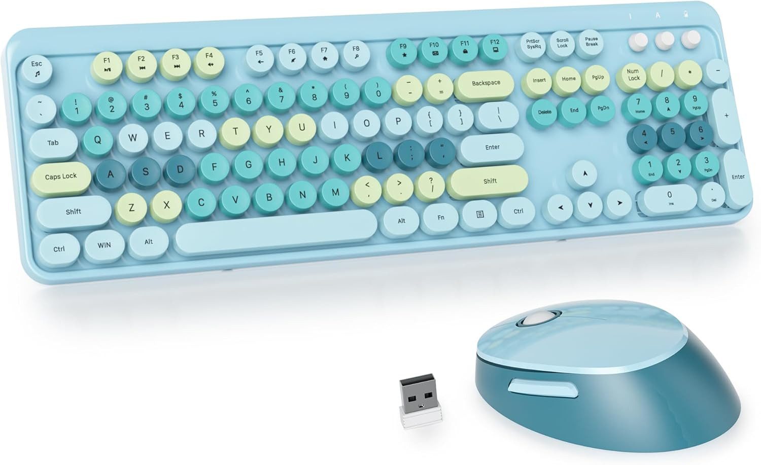 SOLIDEE Kabelloses Tastatur Maus Set Ergonomisch 2,4 GHz Tastatur- und Maus-Set, Leise Full-Size Wireless Keyboard mit Maus und USB Empfänger