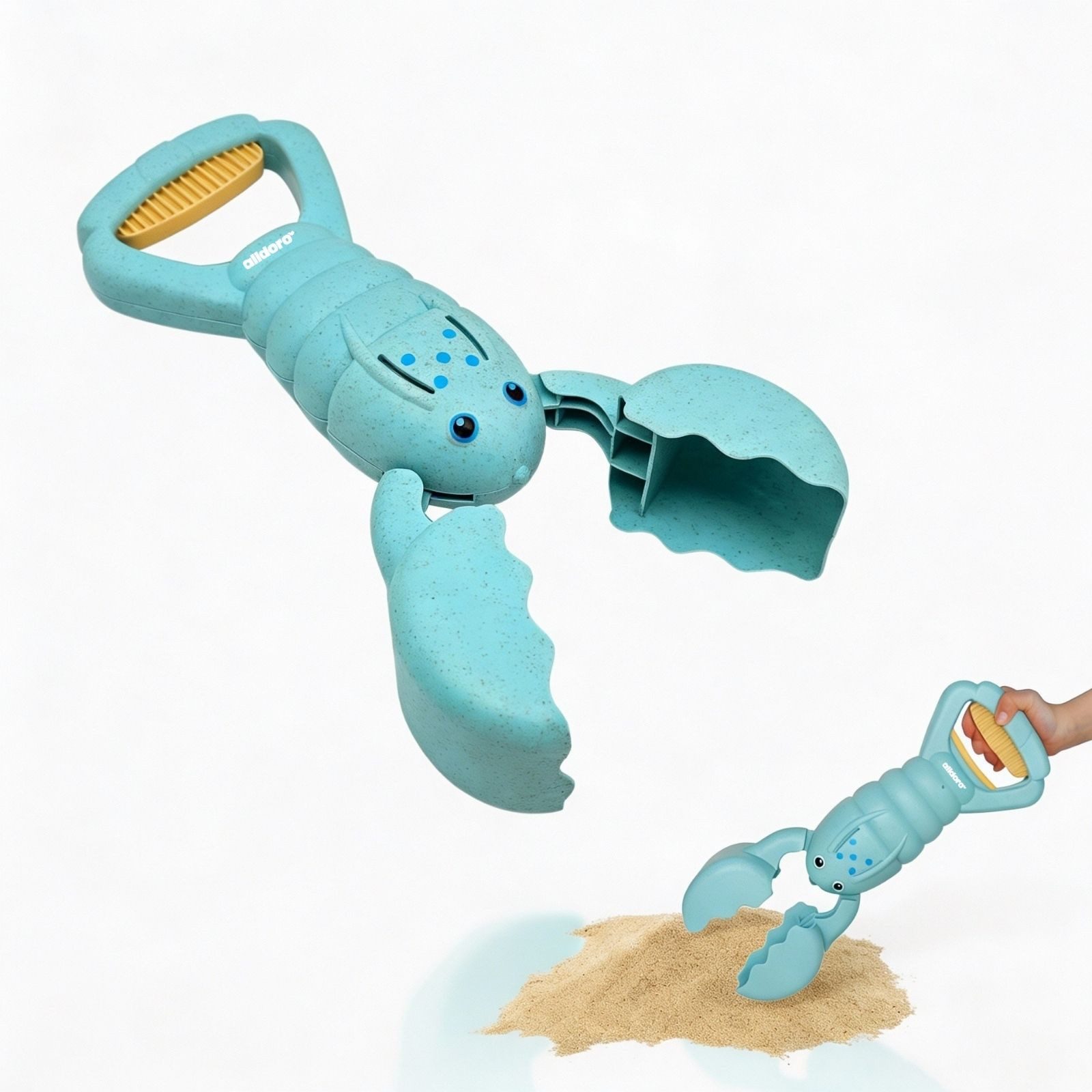 alldoro Sandform-Set Sandgreifer Hummer hellblau - Sandspielzeug für Kinder ab 3 Jahren, Tierisches Outdoor-Spielzeug für Sandkasten, Spielplatz & Strand