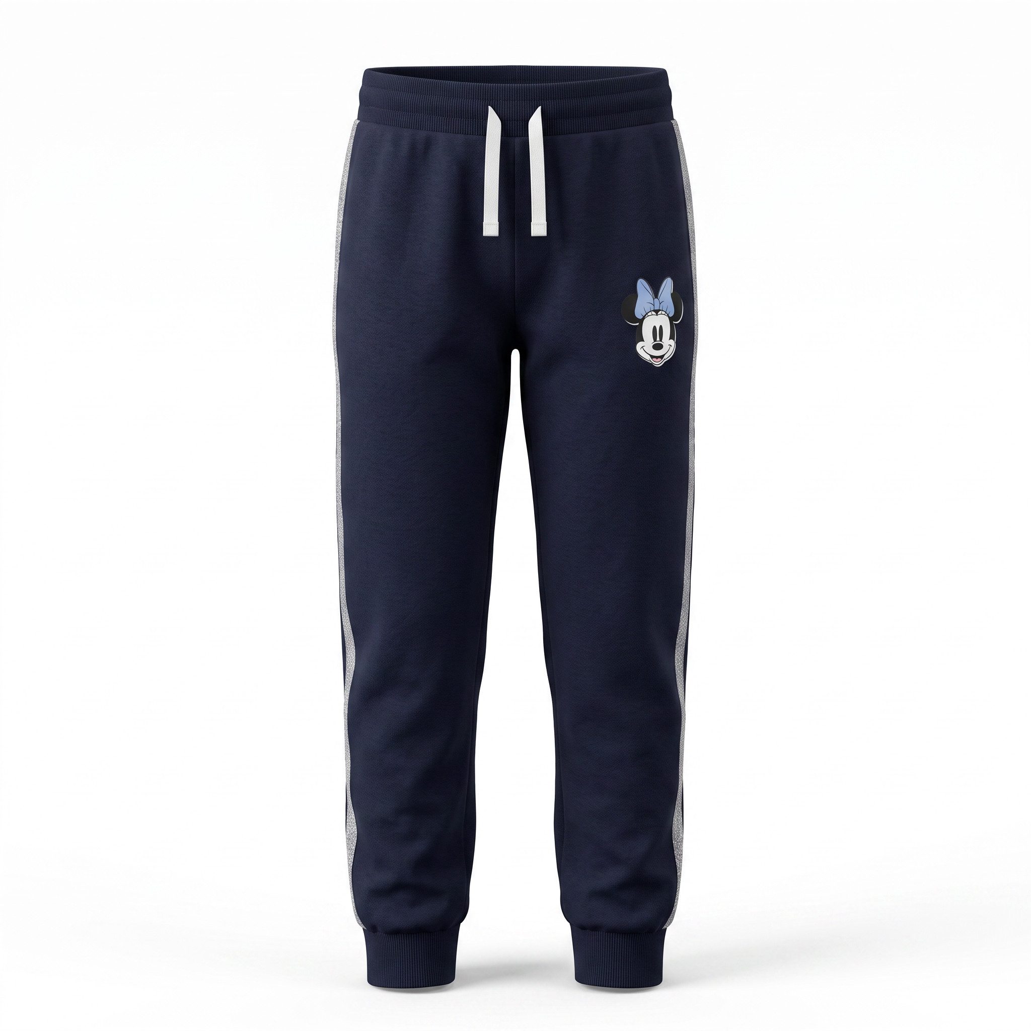 Disney Jogginghose Minnie Maus Mädchen Sporthose Jogginghose Gr. 104 bis 134, Dunkelblau mir Silberstreifen