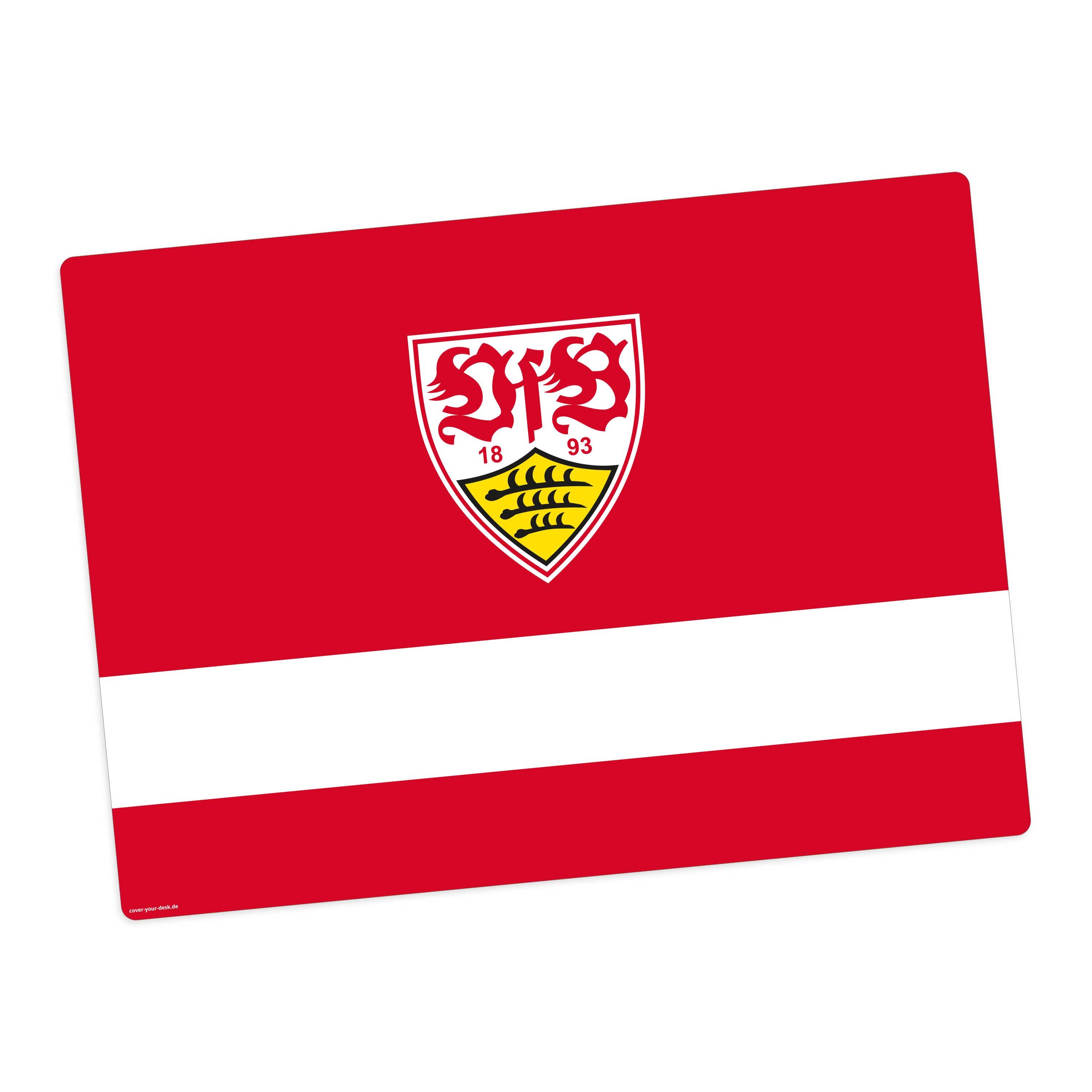 Tischsetmacher Platzset abwaschbar - „VfB Stuttgart - Brustring weiß" aus Premium Vinyl, (1-St., 44 x 32 cm - rutschfeste Tischdekoration), Made in Germany