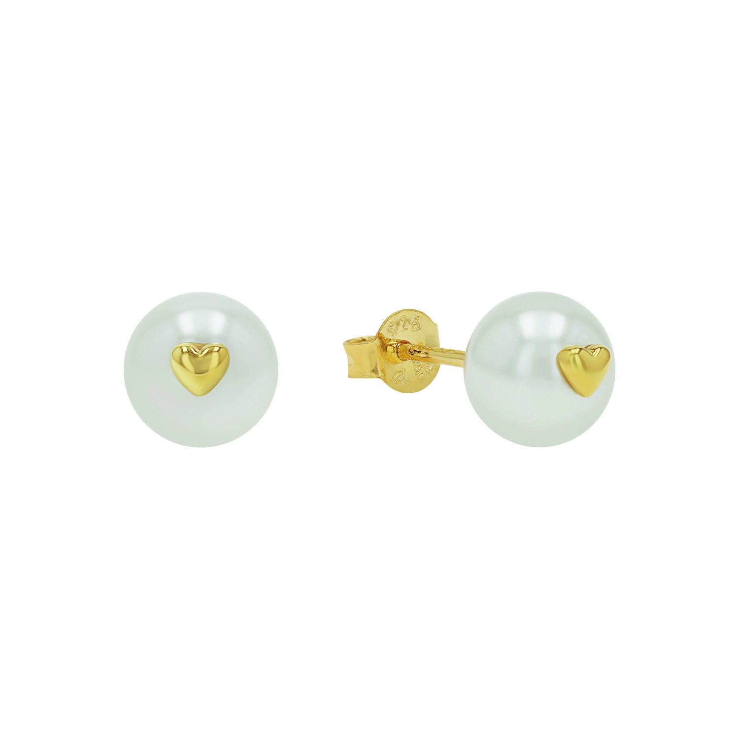 Amor Paar Ohrstecker Herzen, mit Muschelkernperle
