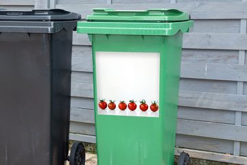 MuchoWow Wandsticker Kleine Tomaten in einer Reihe mit weißem Hintergrund (1 St), Mülleimer-aufkleber, Mülltonne, Sticker, Container, Abfalbehälter