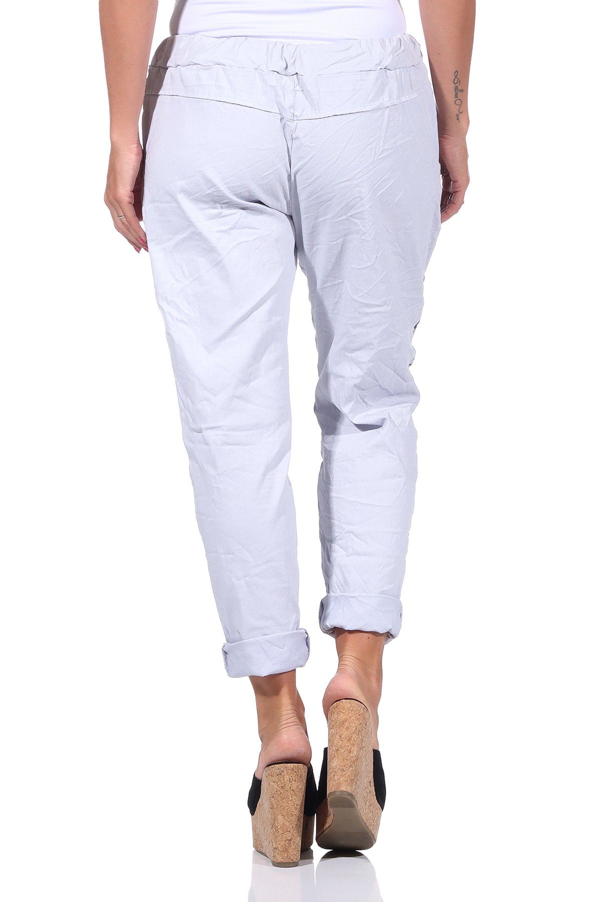 Mississhop Jogginghose Damen Hose Freizeithose Stoffhose Boyfriend Stretch Hose M.349