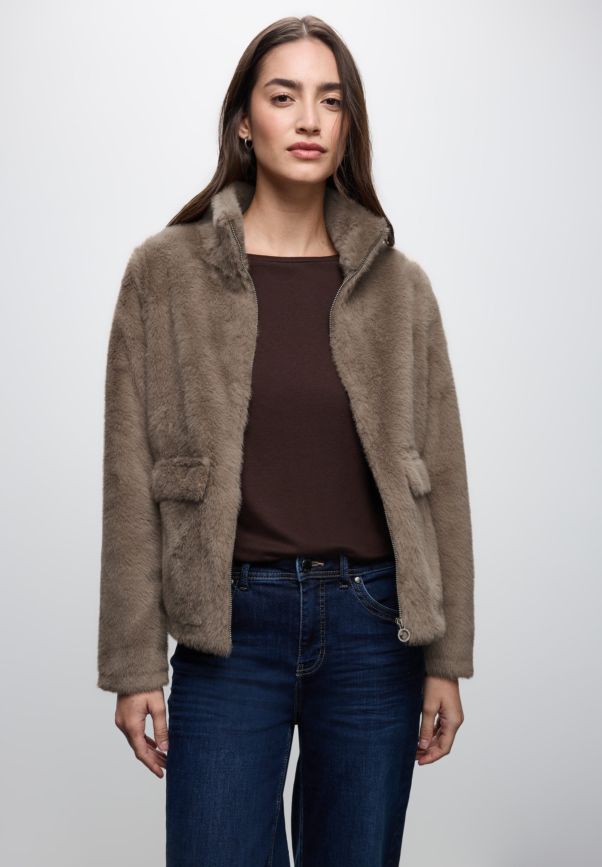 STREET ONE Fellimitatjacke mit Stehkragen günstig online kaufen