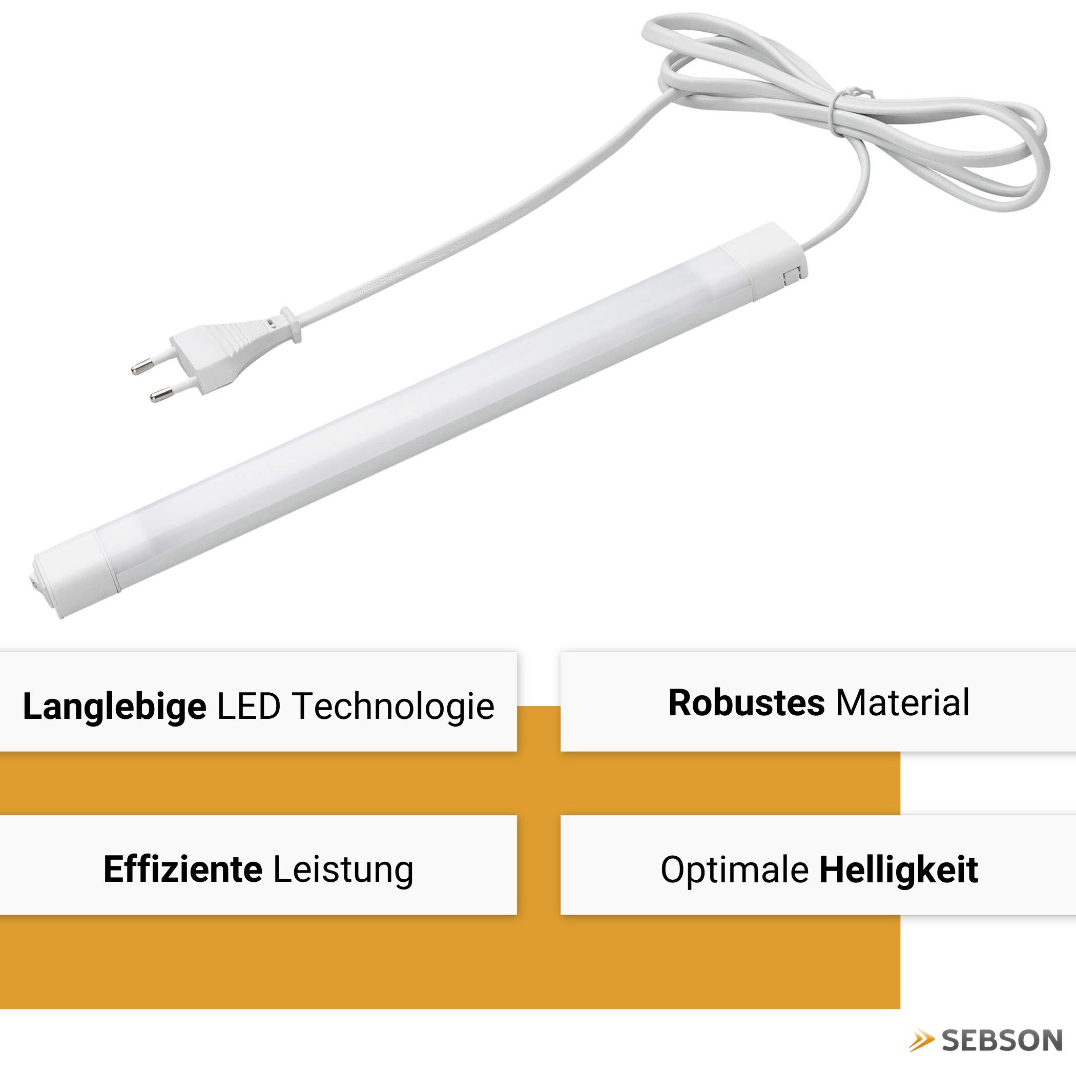 SEBSON Aufbauleuchte LED Unterbauleuchte 30cm, 4W, 300lm, neutralweiß, Stecker & Schalter