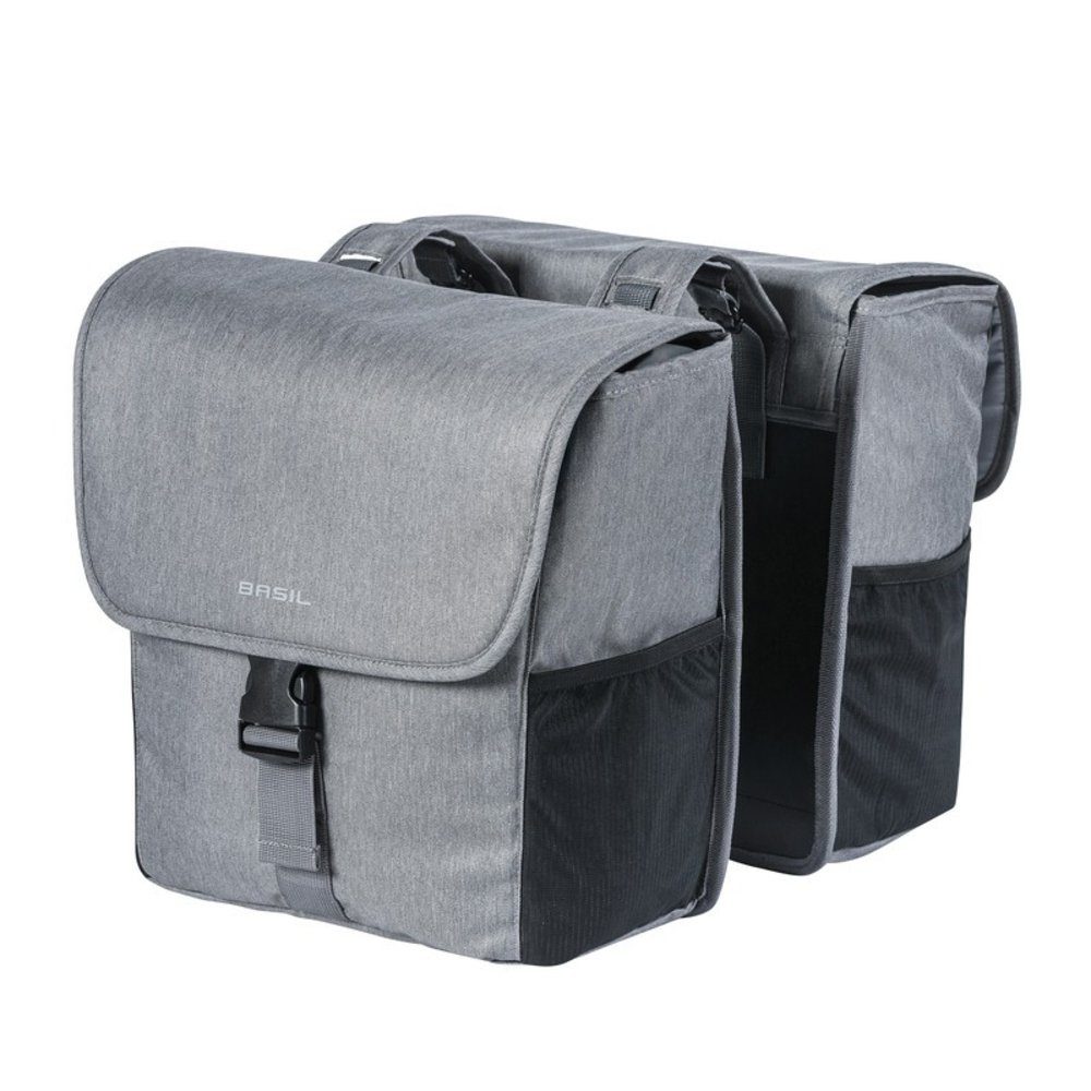 Basil Fahrradkorb Doppelpacktasche Go Double grey melee mit Reflexstreifen 32 L.