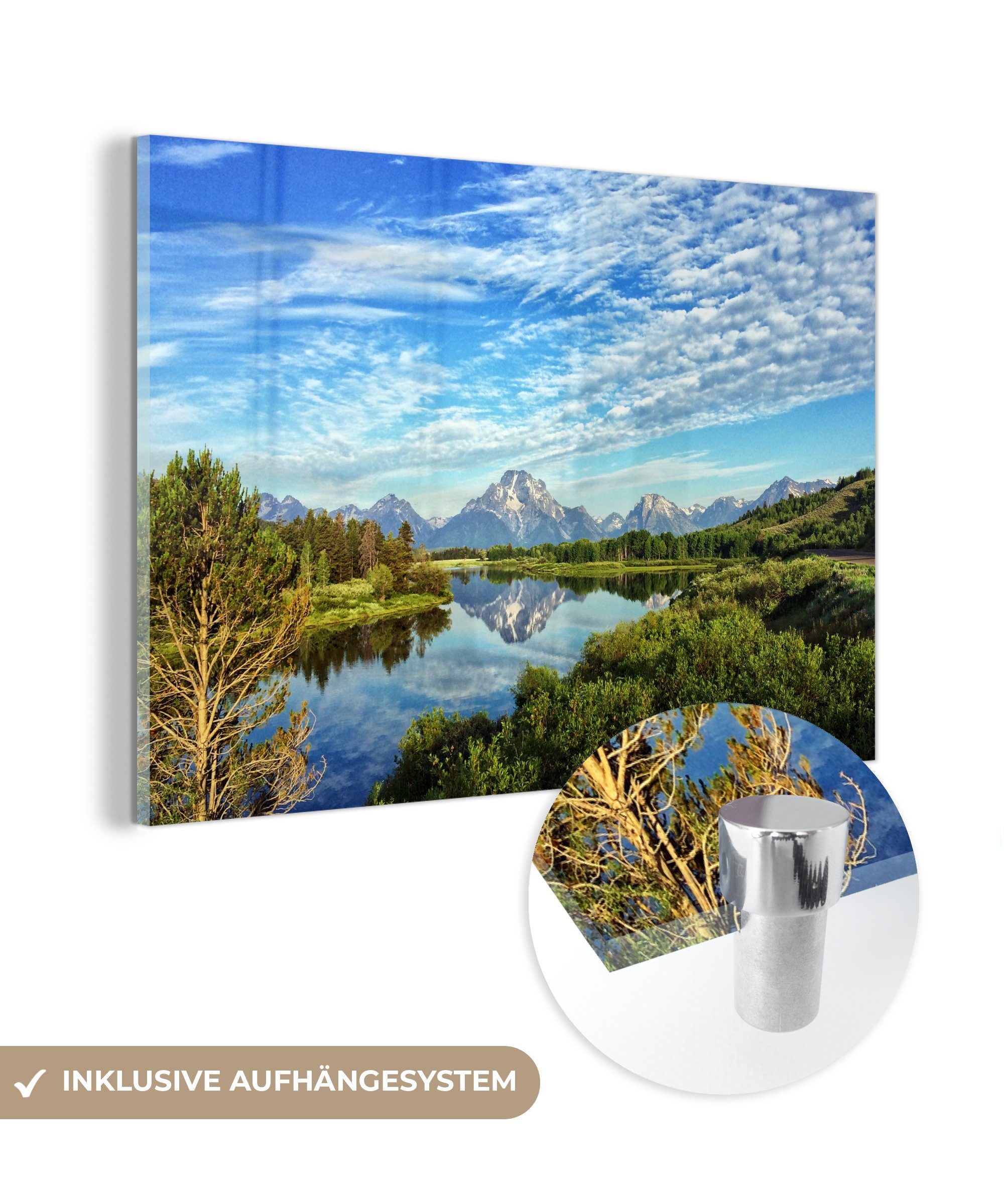 MuchoWow Acrylglasbild Grüne Landschaft in Wyoming, Wohnzimmer (1 Acrylglasbilder Schlafzimmer & St)