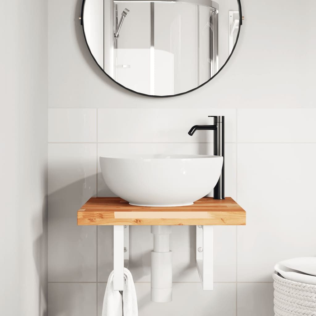 vidaXL Badezimmerspiegelschrank Waschbeckenregal Wandmontage Stahl und nholz (1-St)