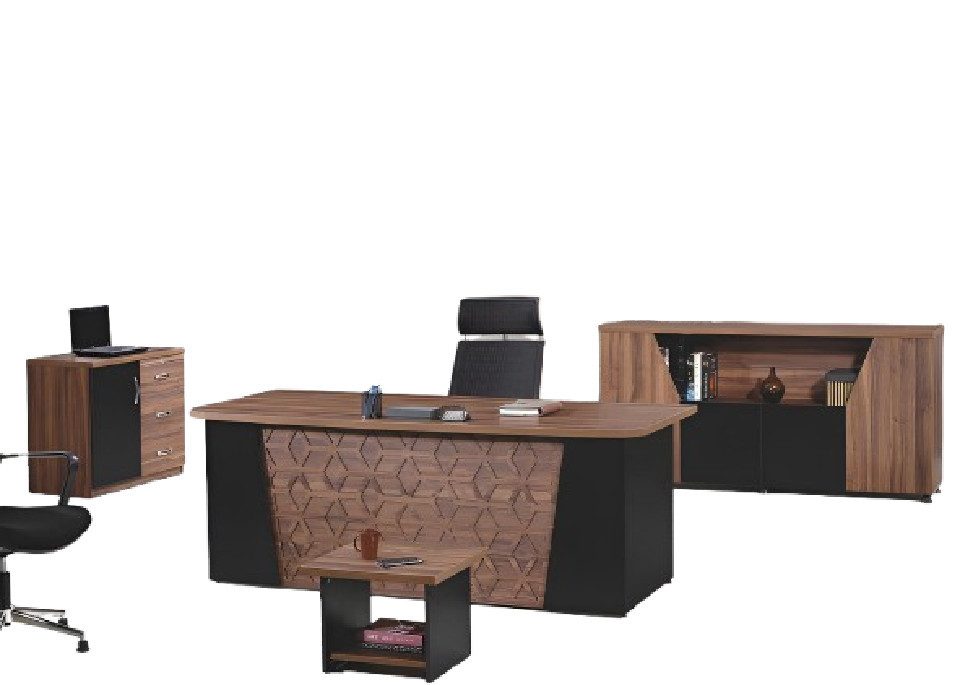 Schreibtisch Büromöbel Set in Holzoptik Braun mit Schreibtisch und Stauraum