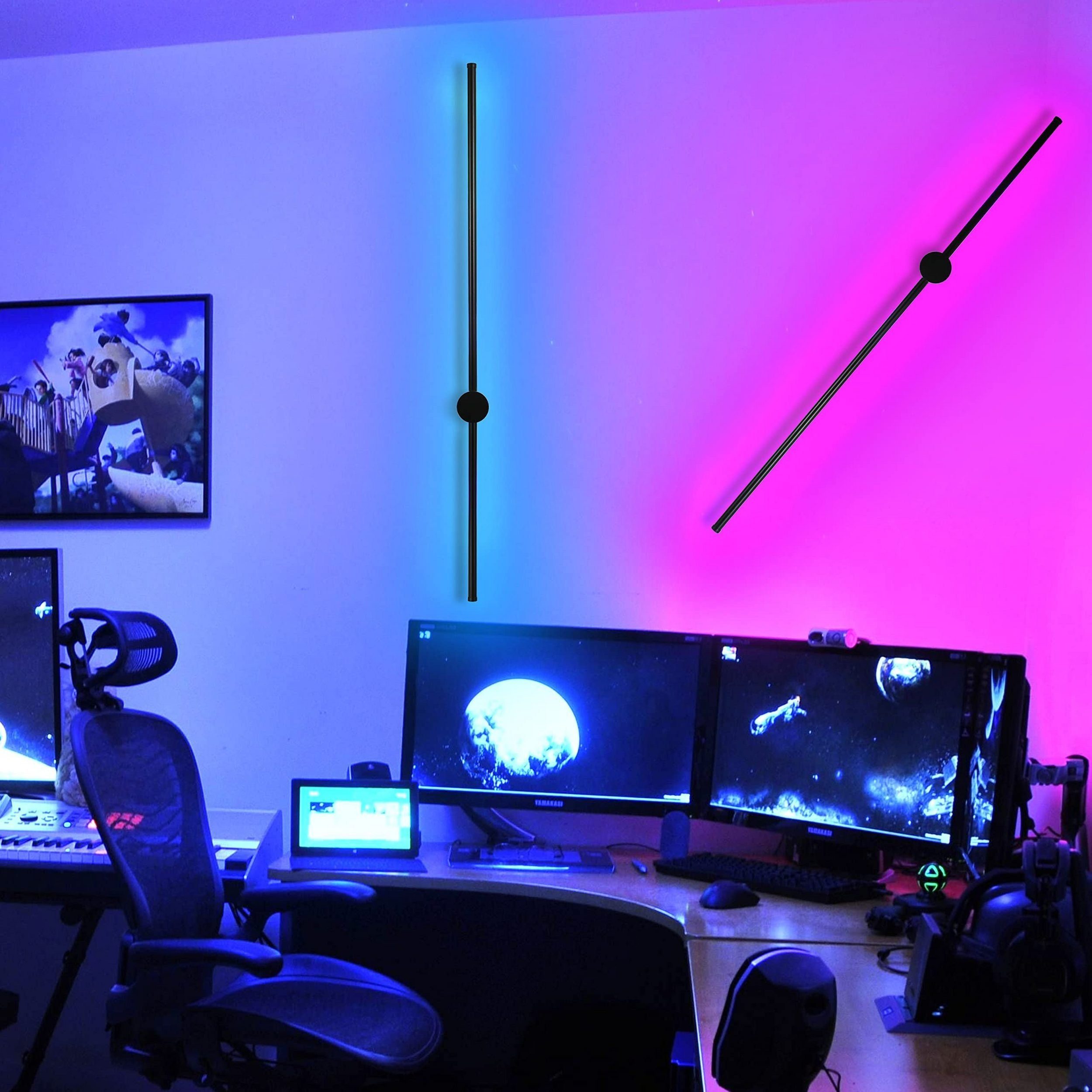 ZMH LED Wandleuchte Innen 8W 100CM Flurlamp RGB mit Fernbedienung Whonzimmer Flur, Musikmodus, LED fest integriert, RGB