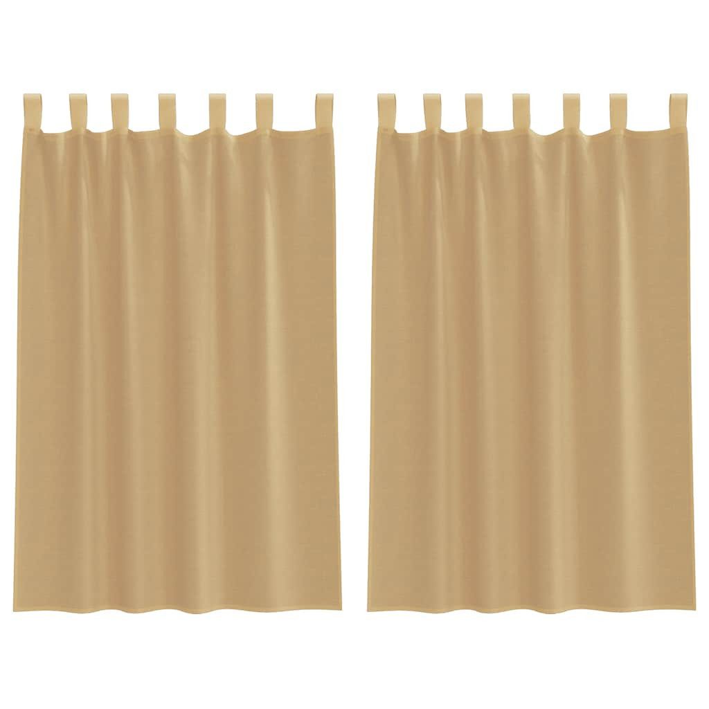 vidaXL Vorhang, Voile Vorhänge mit Stangentaschen 2 Stk. Sandfarbe