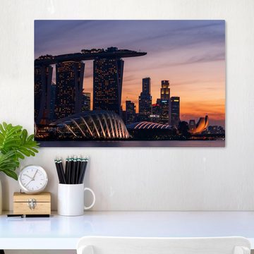 wandmotiv24 Leinwandbild Hotel in Singapur, Asien, Hochhaus, Meer, Städte (1 St), Wandbild, Wanddeko, Leinwandbilder in versch. Größen