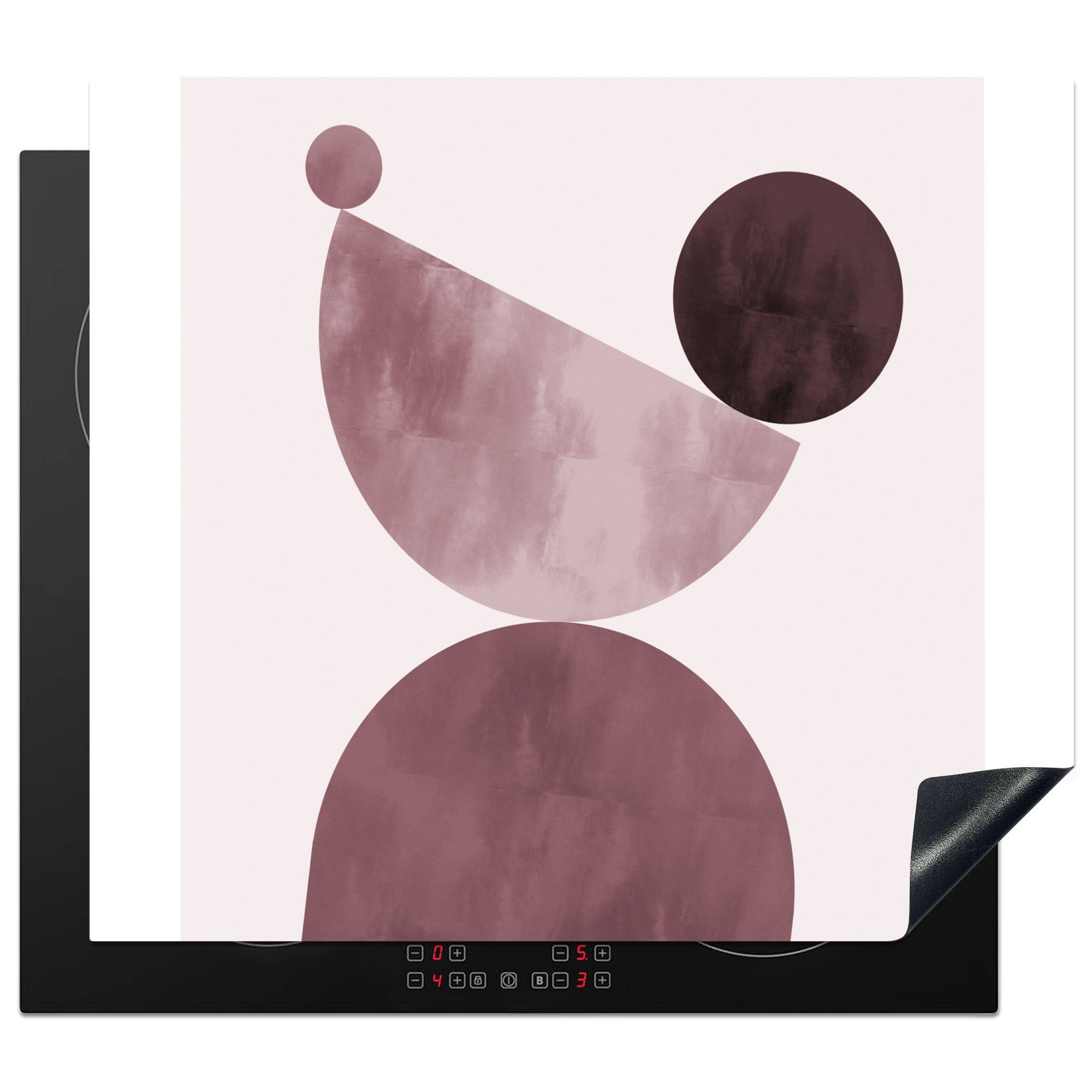 MuchoWow Herdblende-/Abdeckplatte Formen - Abstrakt - Pastell - Rosa, Vinyl, (1 tlg), 60x52 cm, Mobile Arbeitsfläche nutzbar, Ceranfeldabdeckung