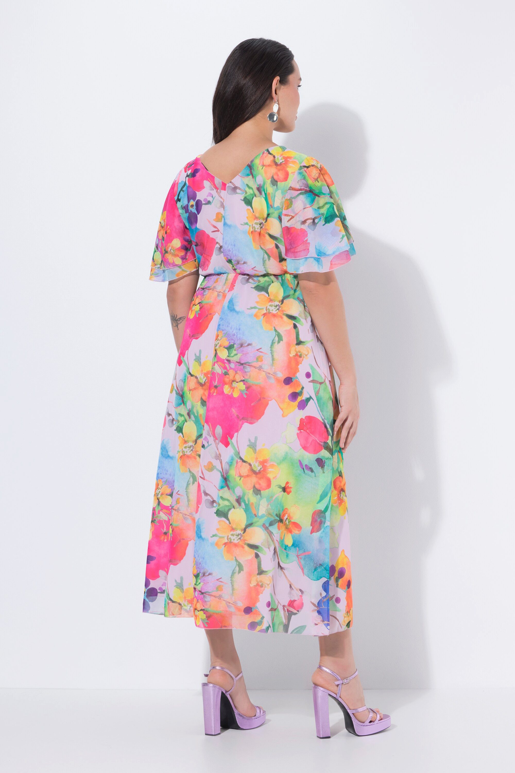 Ulla Popken Cocktailkleid Maxi-Chiffonkleid
