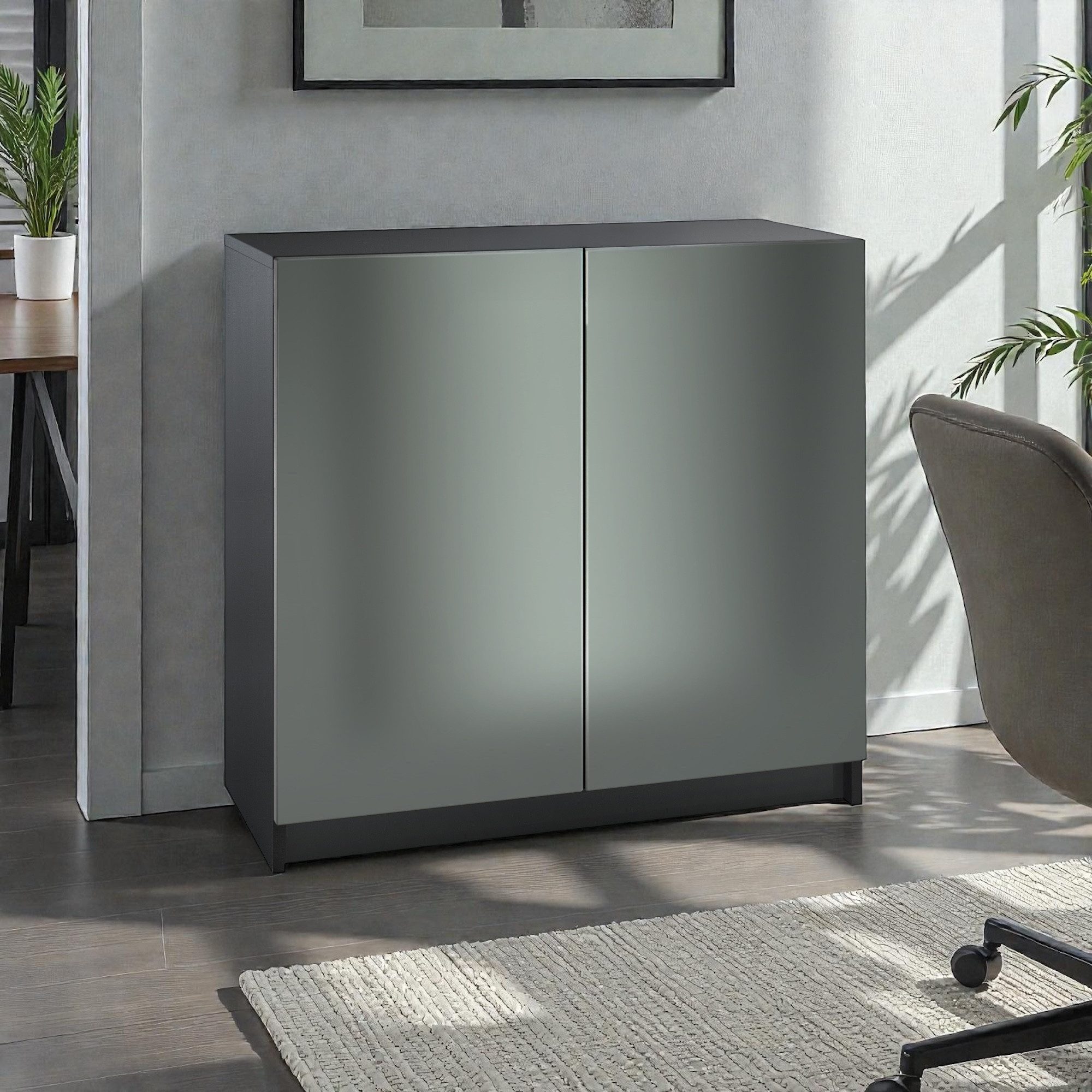 InnoFurn Kommode Elona Kommode (Aktenkommode, Schwarz matt (82 x 78 x 37 cm), Maße: Kommode (BxHxT): 82 x 78 x 37 cm
