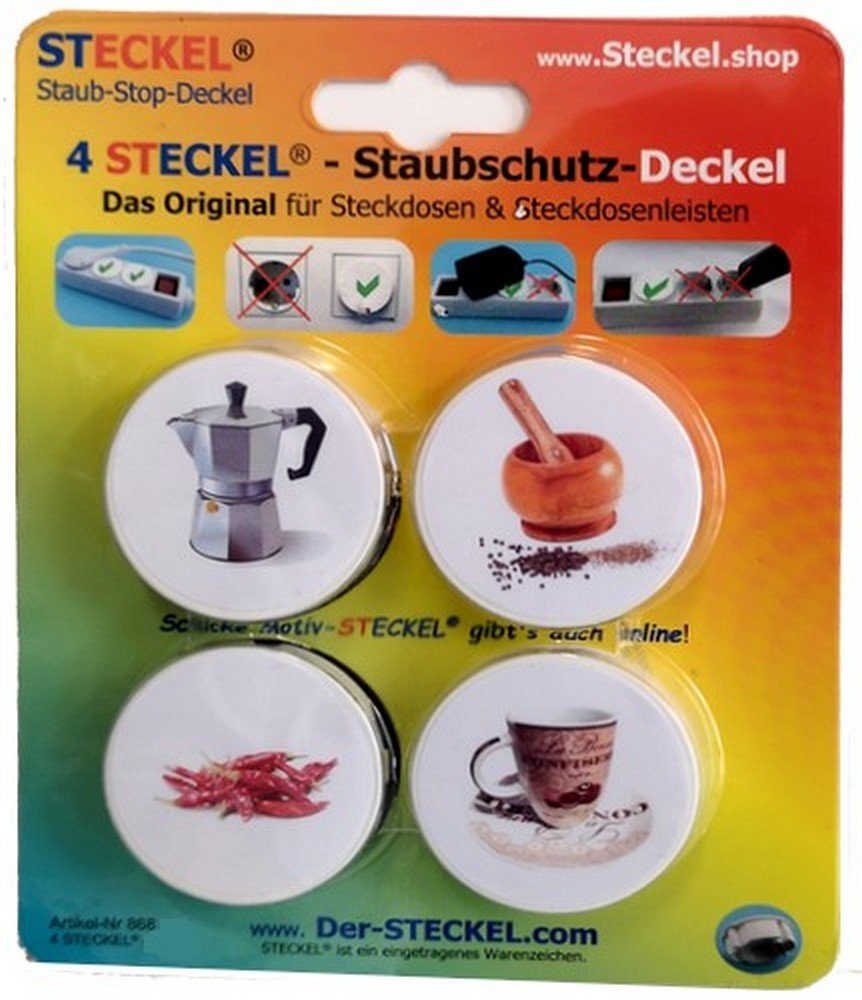 STECKEL Wanddekoobjekt 4 Stück DEKO-STECKEL® Set Abdeckung Küche DS-480 - -Clevere Steckdosen
