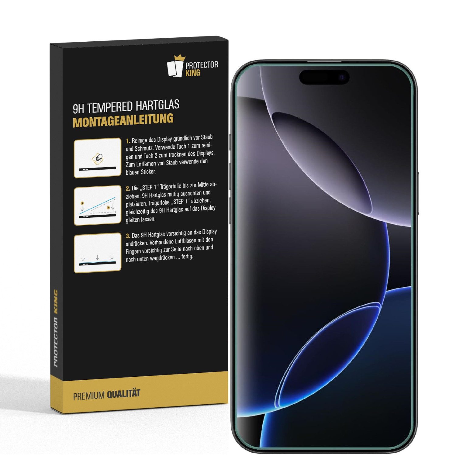 Protectorking Schutzfolie 5x 9H Panzerglas für iPhone 16 Pro Max 3D A++ KLAR EXTREM HART echtes, (1-Stück), Noch Härter, Noch Klarer, Noch Schöner