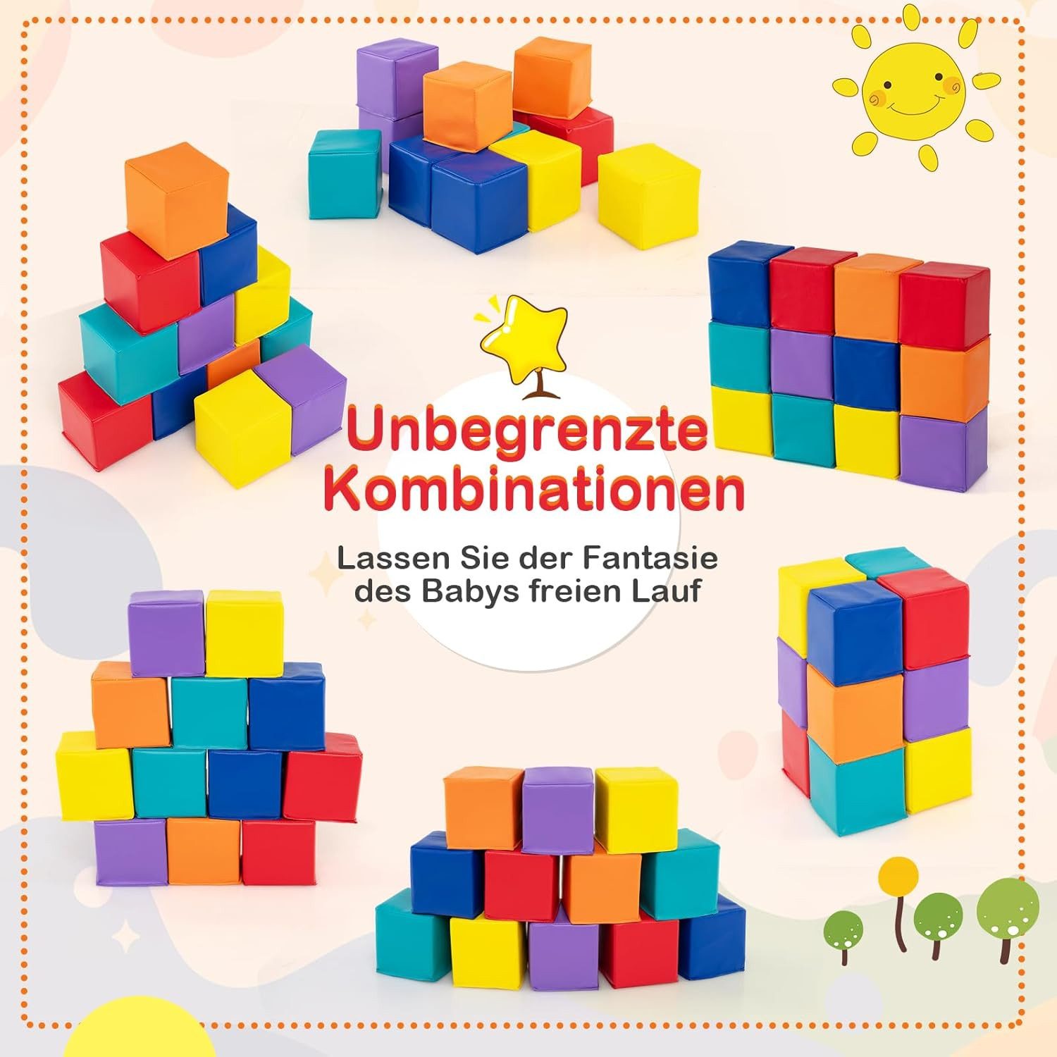 COSTWAY Spielbausteine, (12 St), Schaumstoff Softbausteine für kinder