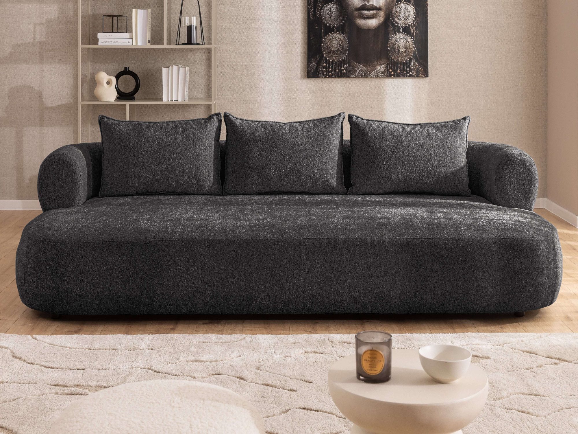 Home affaire Big-Sofa LUSSAC 4-Sitzer Design-Sofa mit Zierkissen, Maße B/T/H: 242/123/78 cm, hoher Sitzkomfort und modernes Design, Sofa ohne Bettfunktion