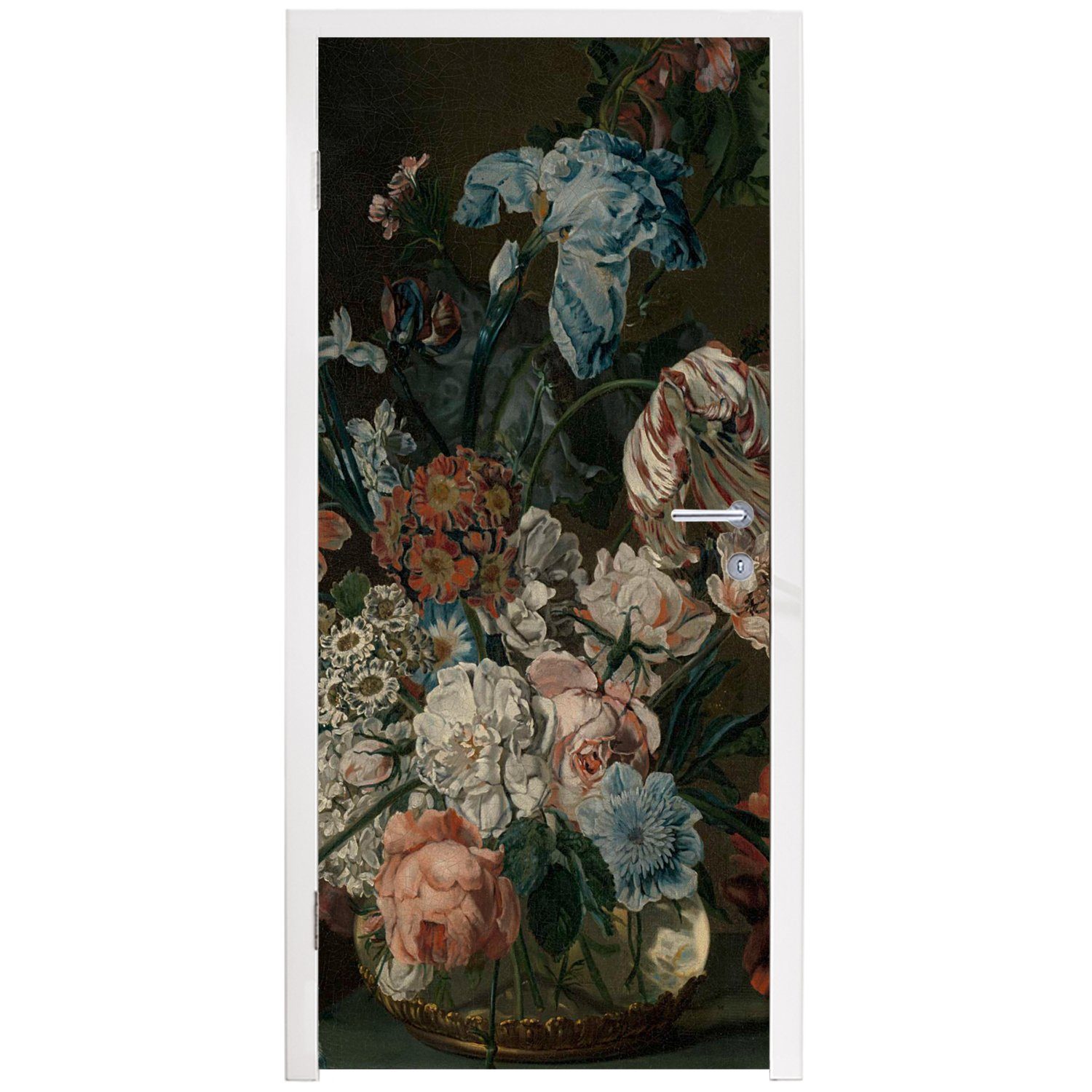 MuchoWow Cornelia Fototapete van St), cm Türaufkleber, Blumen Gemälde 75x205 (1 bedruckt, mit Matt, von Türtapete Stilleben Tür, Mijn, - für der