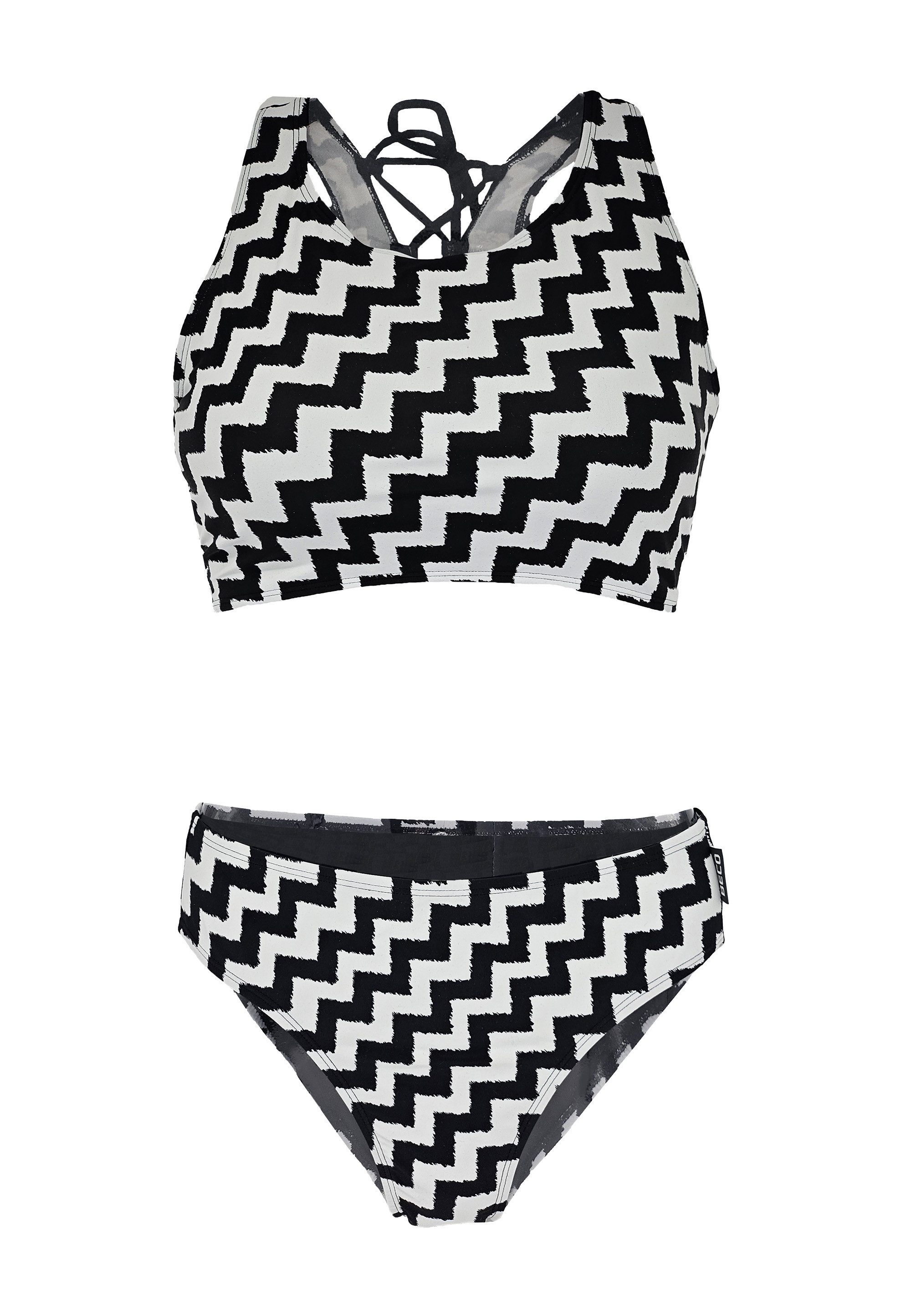 Beco Beermann Triangel-Bikini-Top Black & White, mit auffälliger Criss Cross-Schnürung im Rücken für festen Halt
