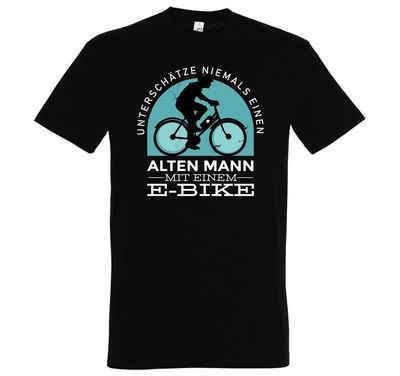 Youth Designz T-Shirt Alter Mann mit E-Bike Herren Shirt mit lustigem Fahrrad Frontprint