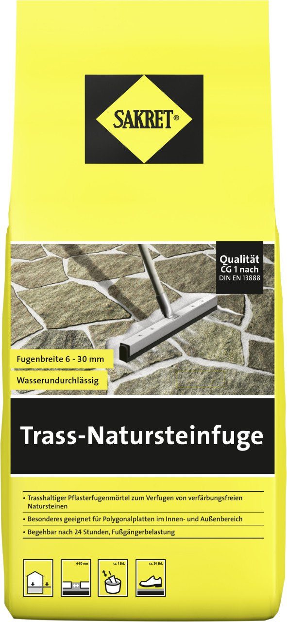 Sakret Fugenmörtel Sakret TrassNatursteinfuge 6 30 mm grau 5 kg