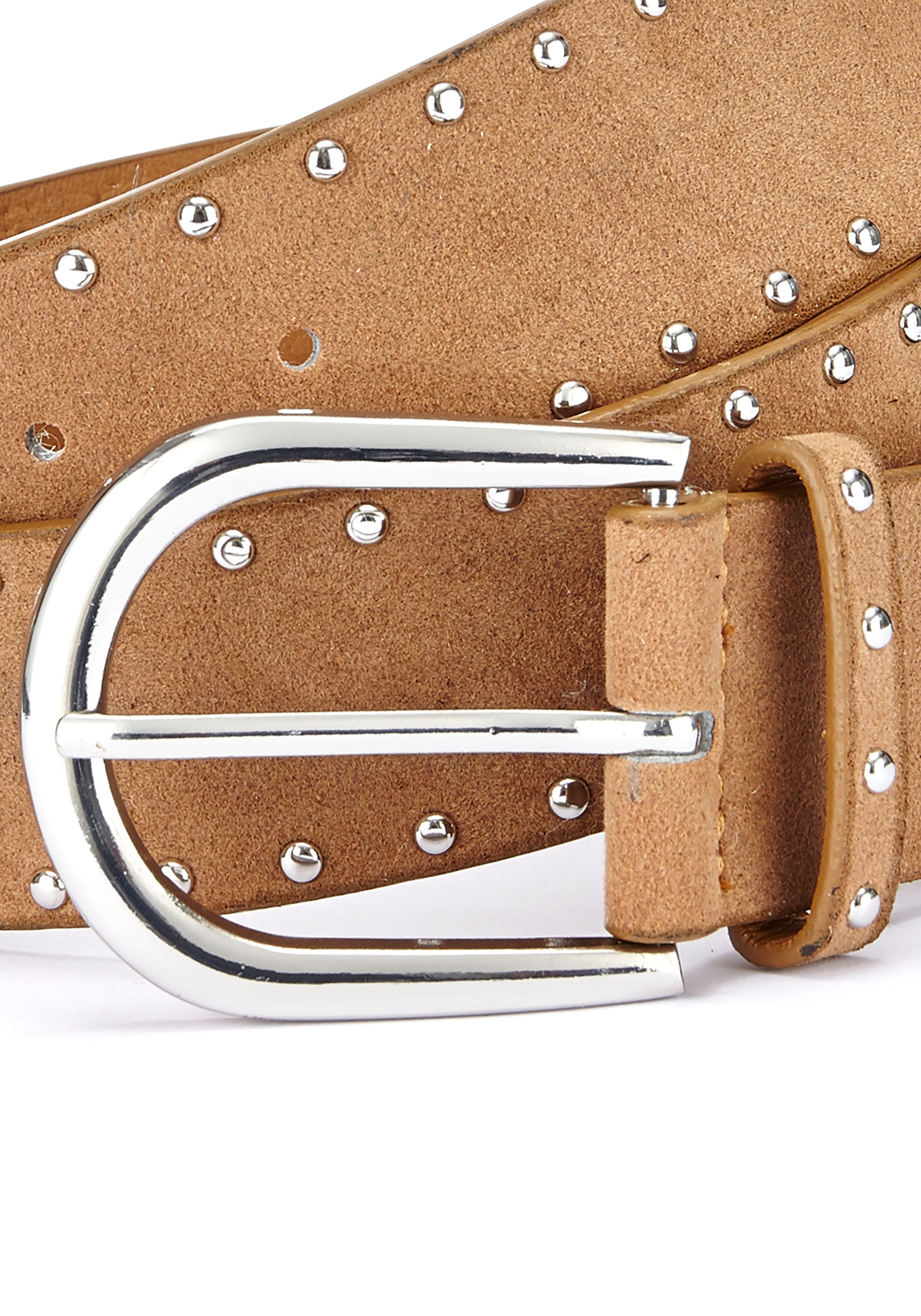 LASCANA Hüftgürtel Nietengürtel, Anzuggürtel, Gürtel, Jeansgürtel, Hosengürtel in Veloursleder-Optik mit kleinen Nieten für Jeans & Hosen – Bild 4 von 5
