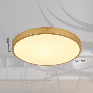 Globo LED Deckenleuchte, LED-Leuchtmittel fest verbaut, Warmweiß, LED Deckenleuchte Wohnzimmerlampe Metall Kunststoff Messing D 35 cm