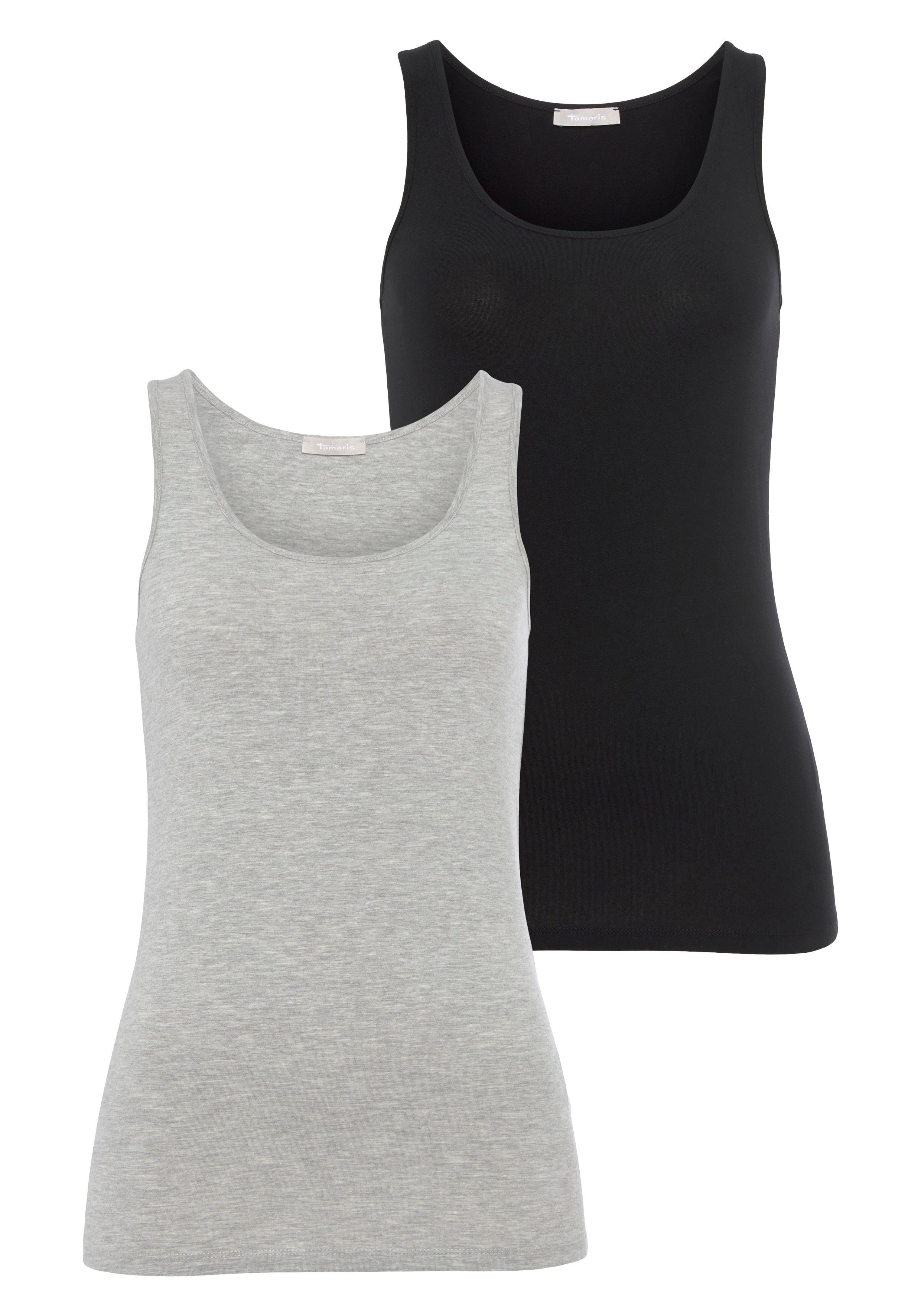 Tamaris Tanktop (2er-Pack) schwarz-grau